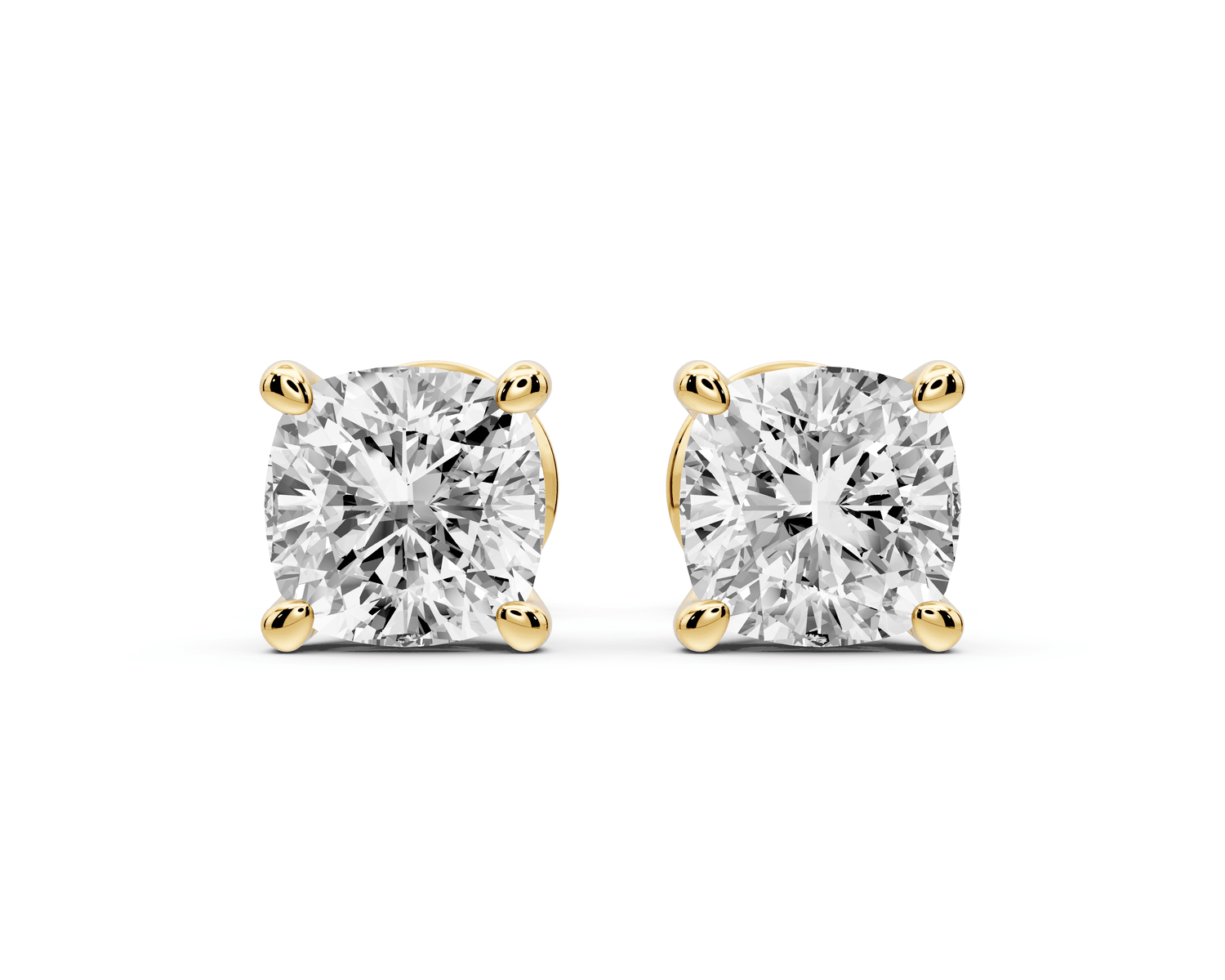 Este - 2ct 14k yellow gold Cushion - Cut Diamond Stud Earrings - Mr. Alex Jewelry