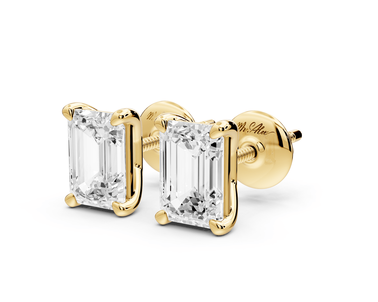 Este - 2ct 14k yellow gold Emerald - Cut Diamond Stud Earrings - Mr. Alex Jewelry