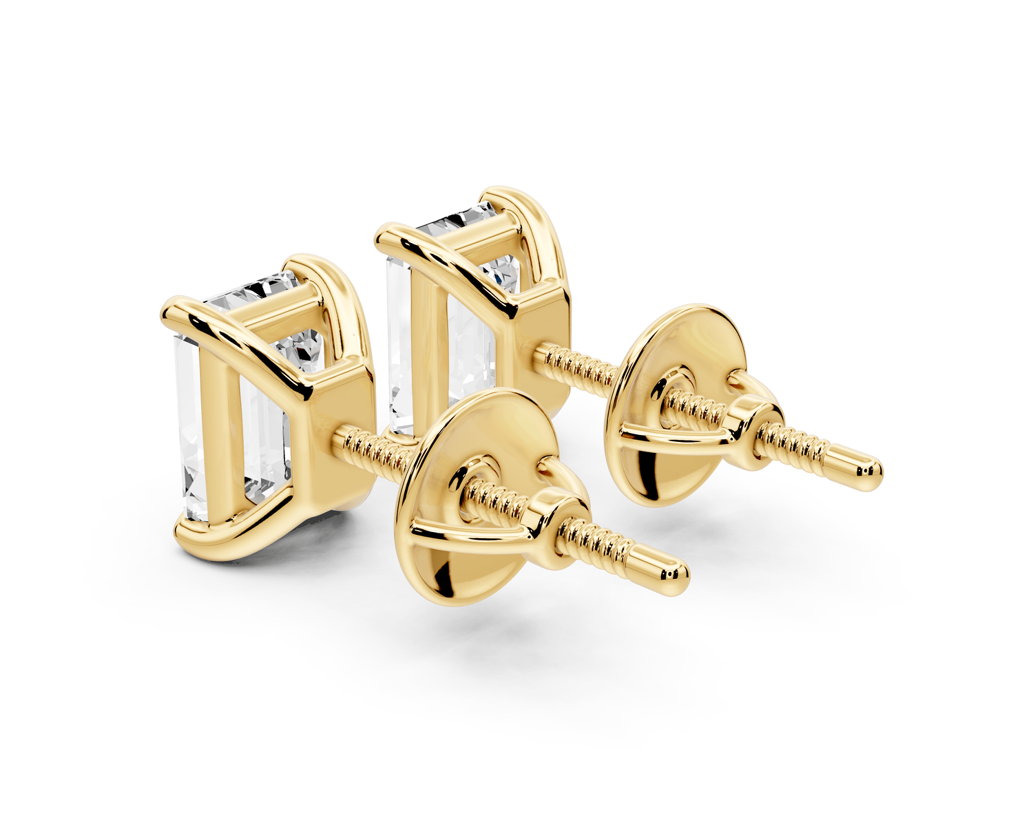 Este - 2ct 14k yellow gold Emerald - Cut Diamond Stud Earrings - Mr. Alex Jewelry