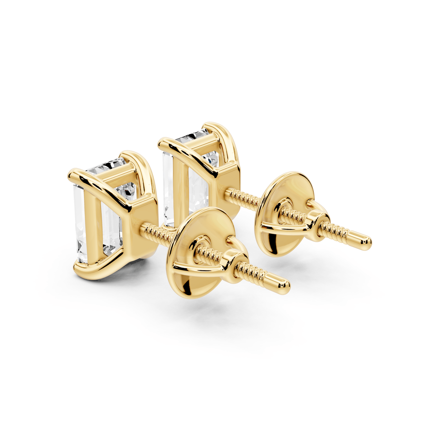 Este - 2ct 14k yellow gold Emerald - Cut Diamond Stud Earrings - Mr. Alex Jewelry