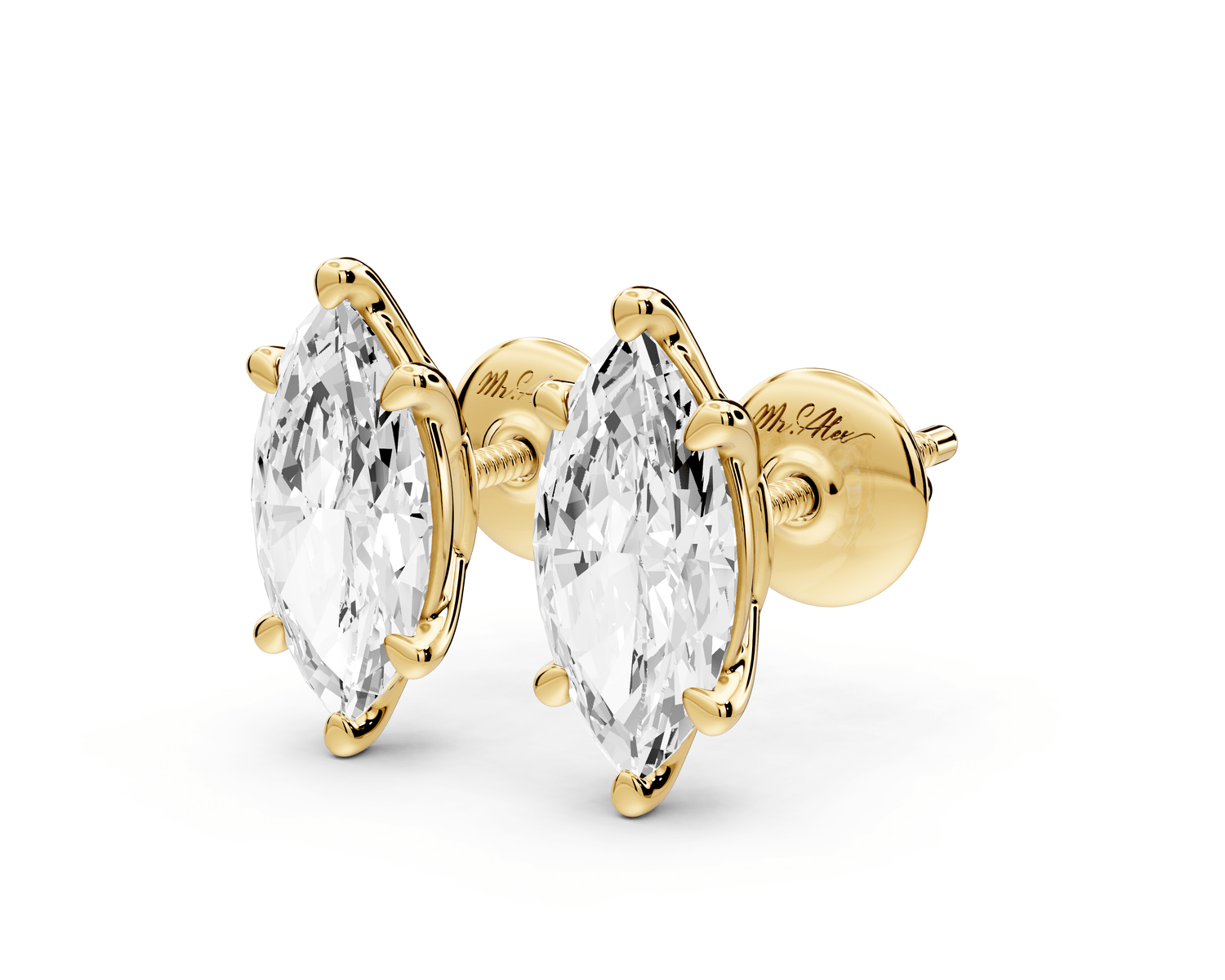 Este - 2ct 14k yellow gold Marquise - Cut Diamond Stud Earrings - Mr. Alex Jewelry