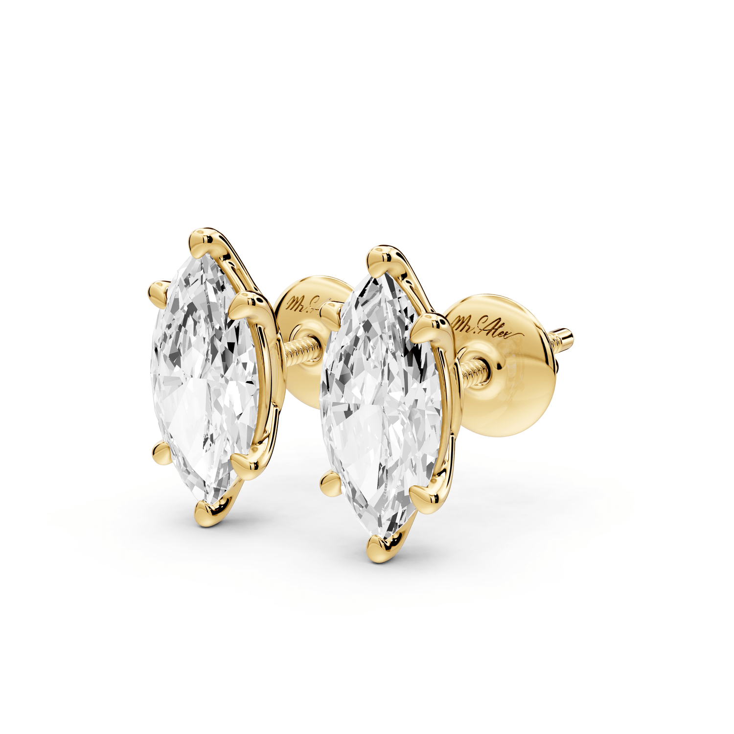 Este - 2ct 14k yellow gold Marquise - Cut Diamond Stud Earrings - Mr. Alex Jewelry