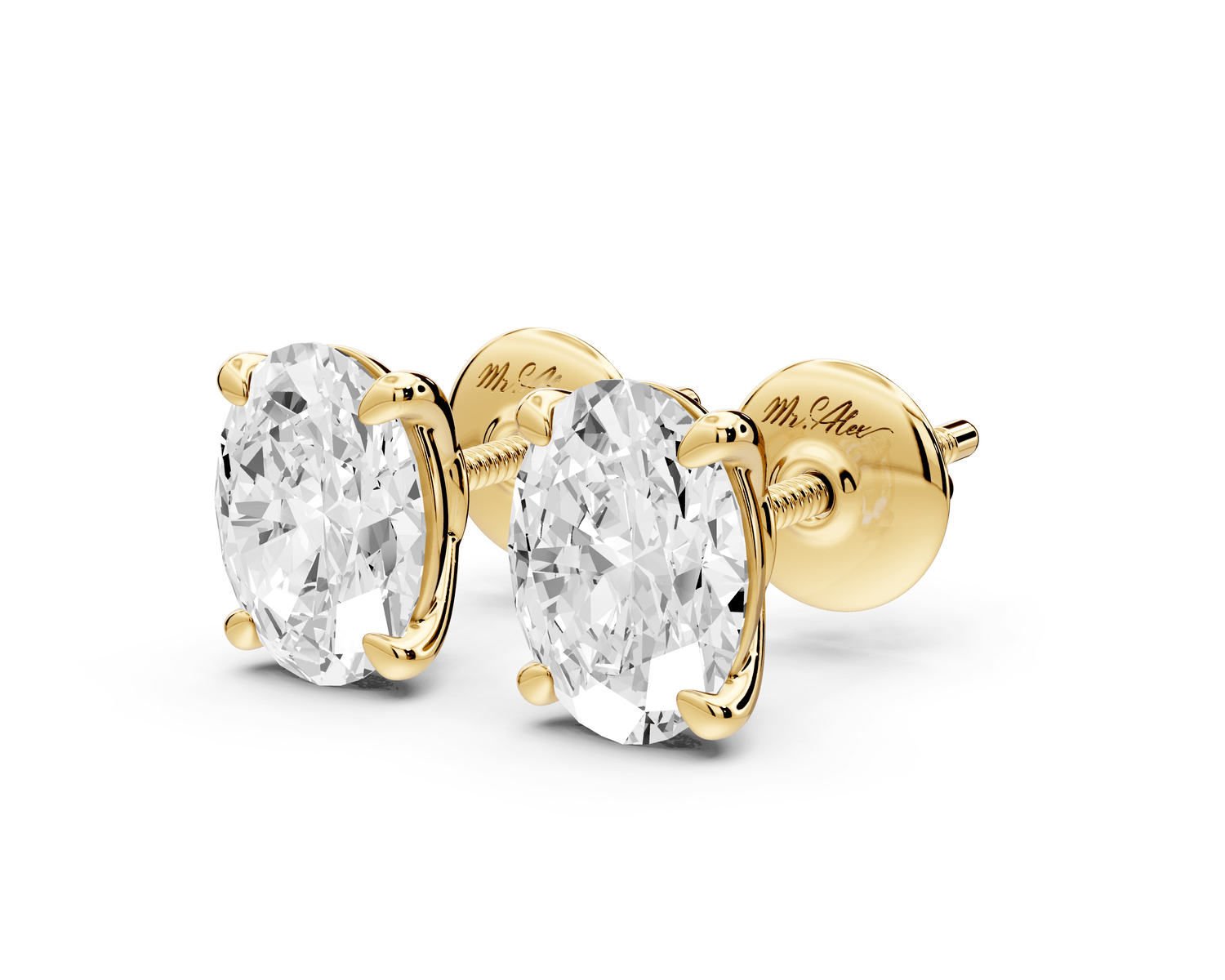 Este - 2ct 14k yellow gold Oval - Cut Diamond Stud Earrings - Mr. Alex Jewelry