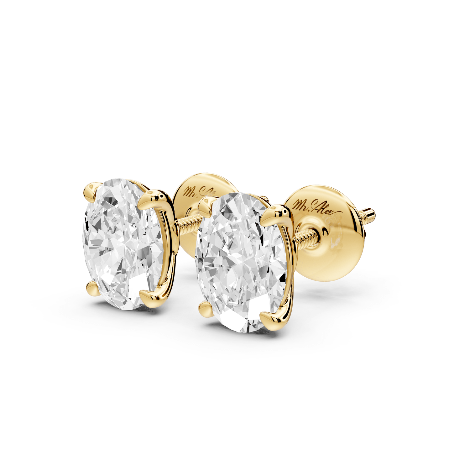 Este - 2ct 14k yellow gold Oval - Cut Diamond Stud Earrings - Mr. Alex Jewelry