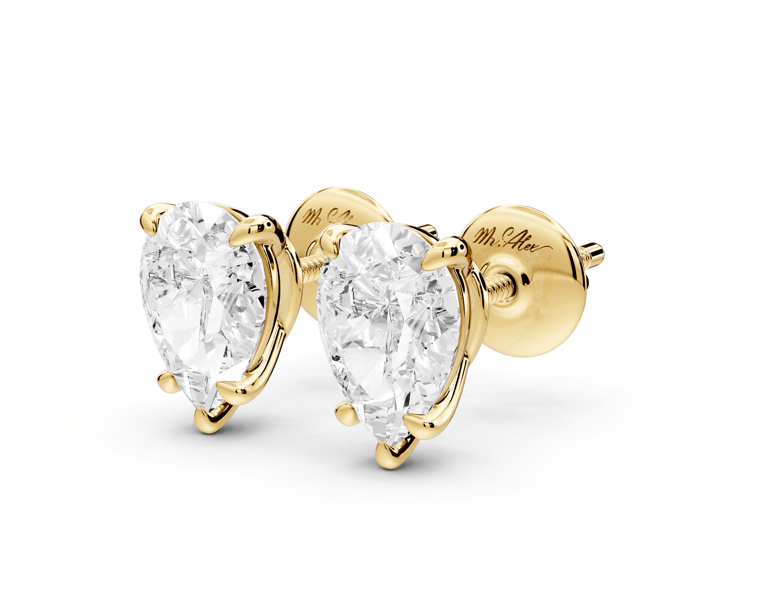 Este - 2ct 14k yellow gold Pear - Cut Diamond Stud Earrings - Mr. Alex Jewelry