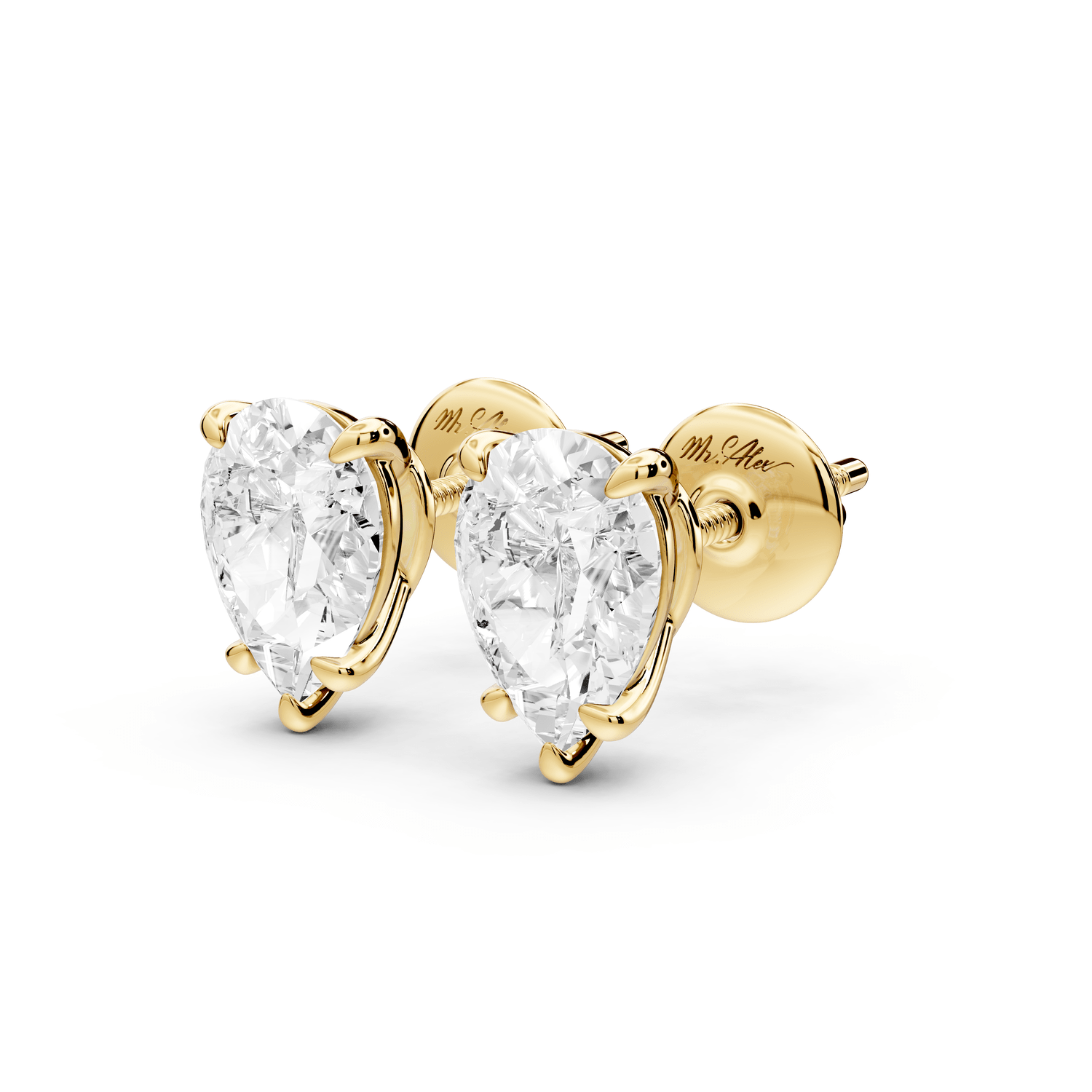 Este - 2ct 14k yellow gold Pear - Cut Diamond Stud Earrings - Mr. Alex Jewelry