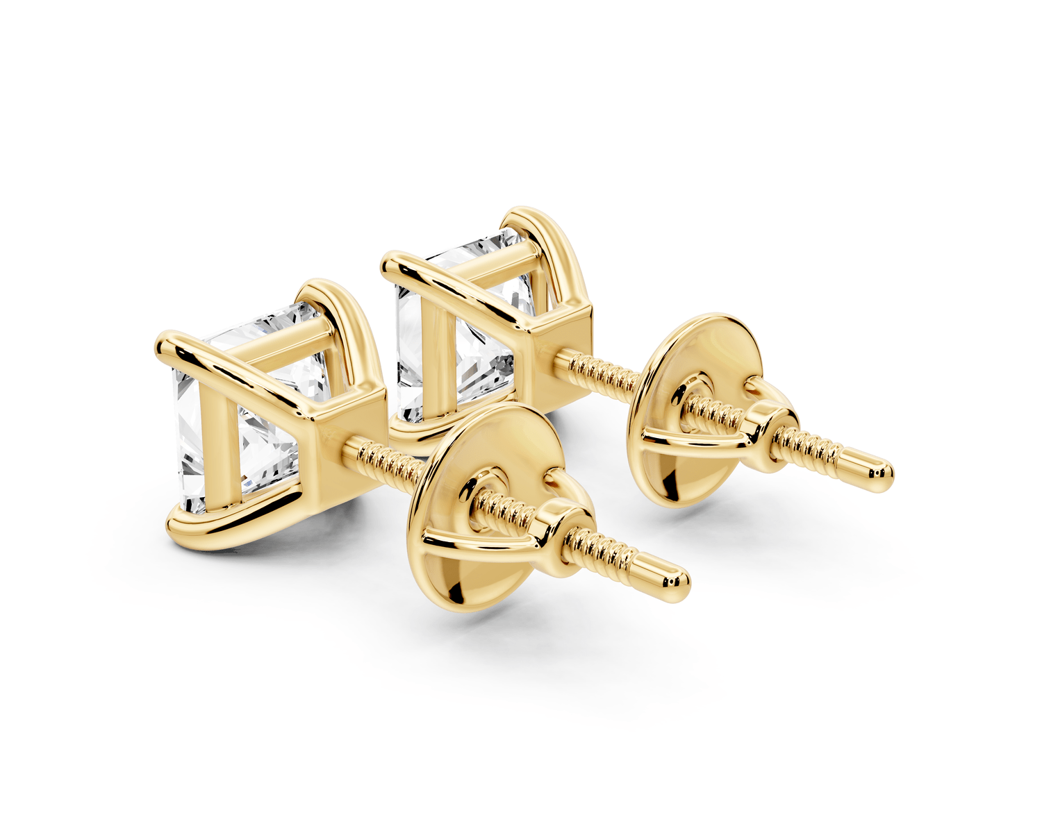 Este - 2ct 14k yellow gold Princess - Cut Diamond Stud Earrings - Mr. Alex Jewelry