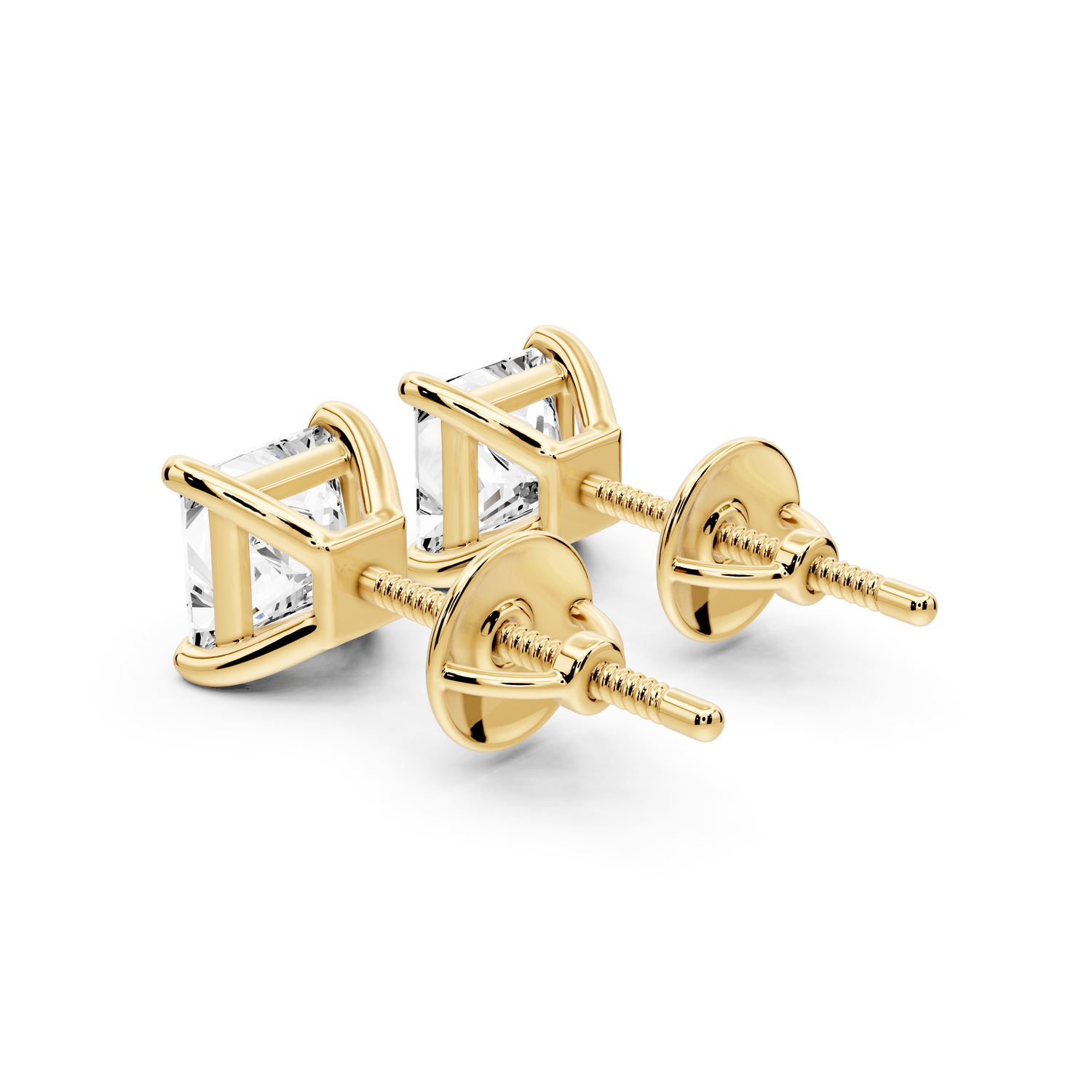 Este - 2ct 14k yellow gold Princess - Cut Diamond Stud Earrings - Mr. Alex Jewelry