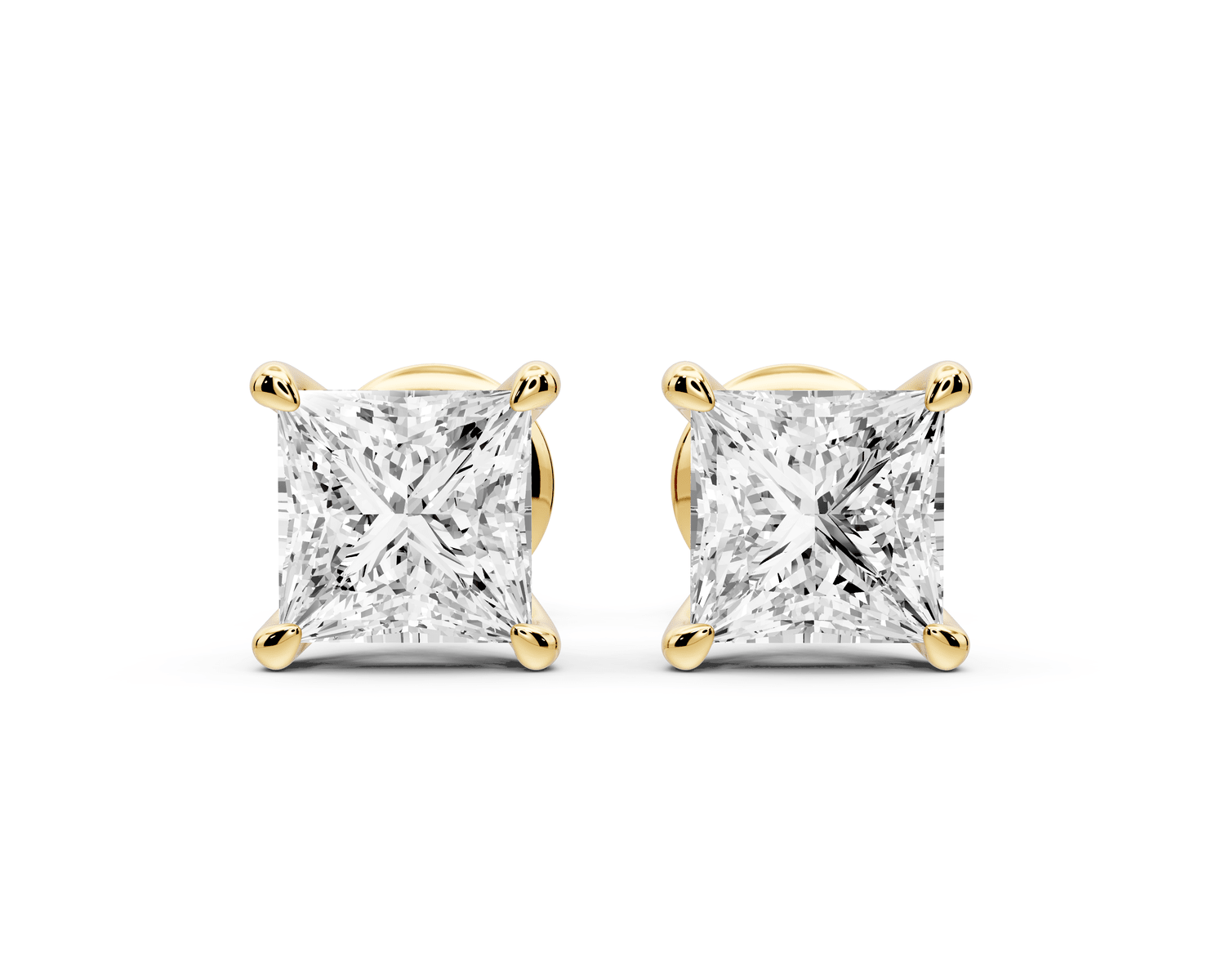 Este - 2ct 14k yellow gold Princess - Cut Diamond Stud Earrings - Mr. Alex Jewelry