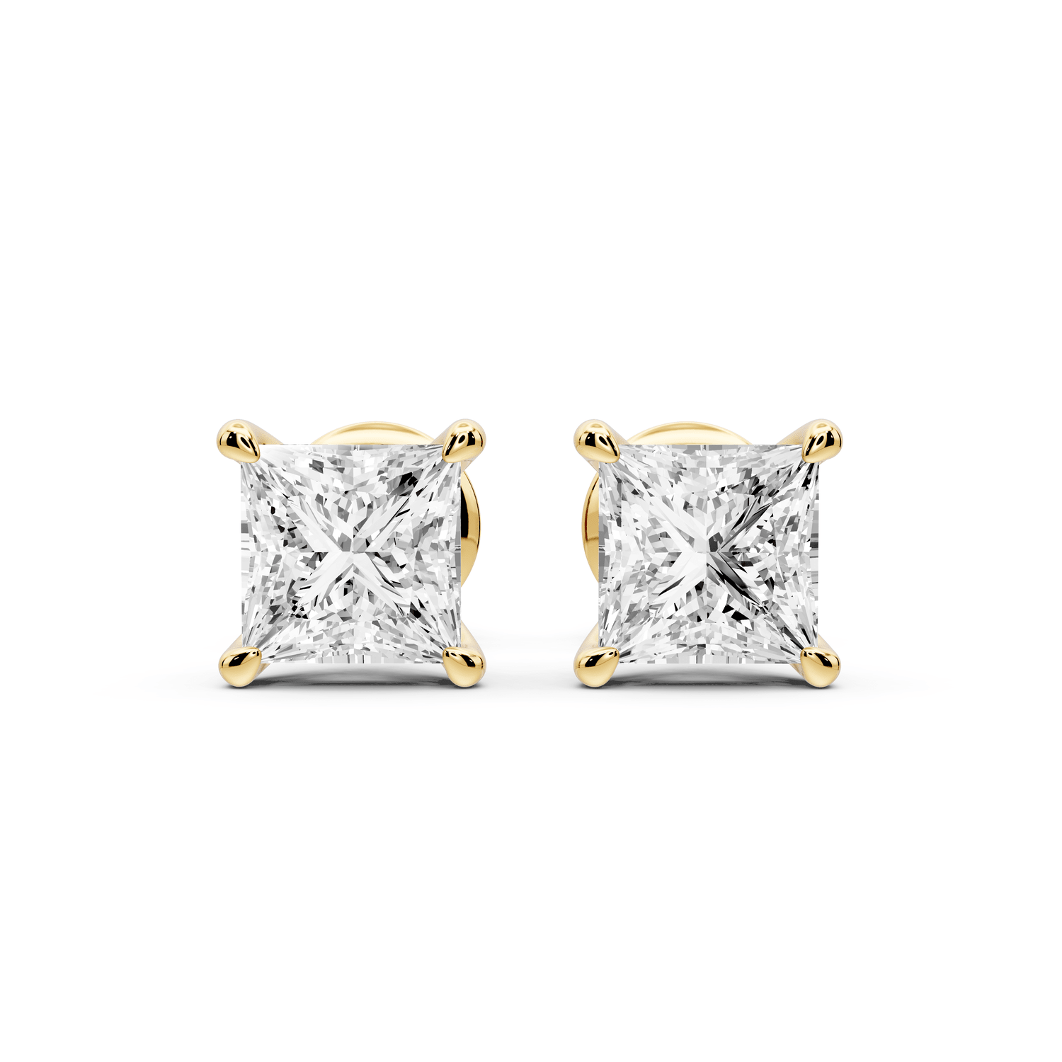 Este - 2ct 14k yellow gold Princess - Cut Diamond Stud Earrings - Mr. Alex Jewelry