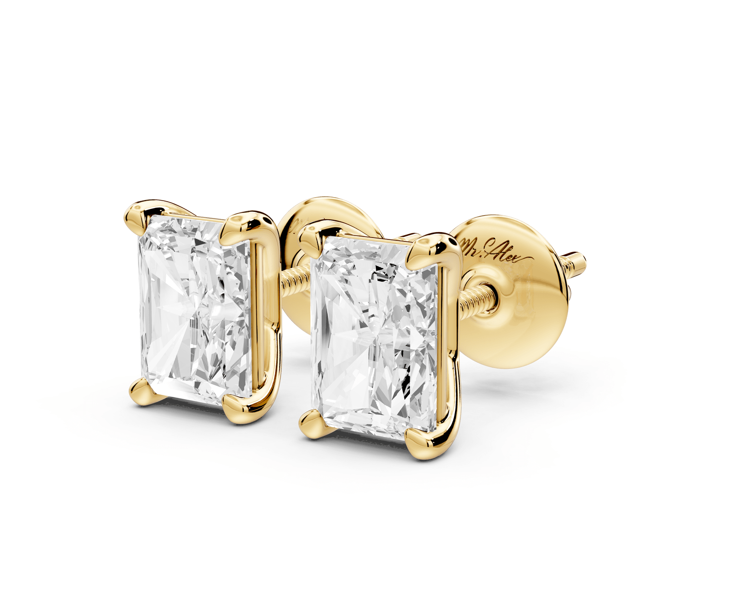 Este - 2ct 14k yellow gold Radiant - Cut Diamond Stud Earrings - Mr. Alex Jewelry