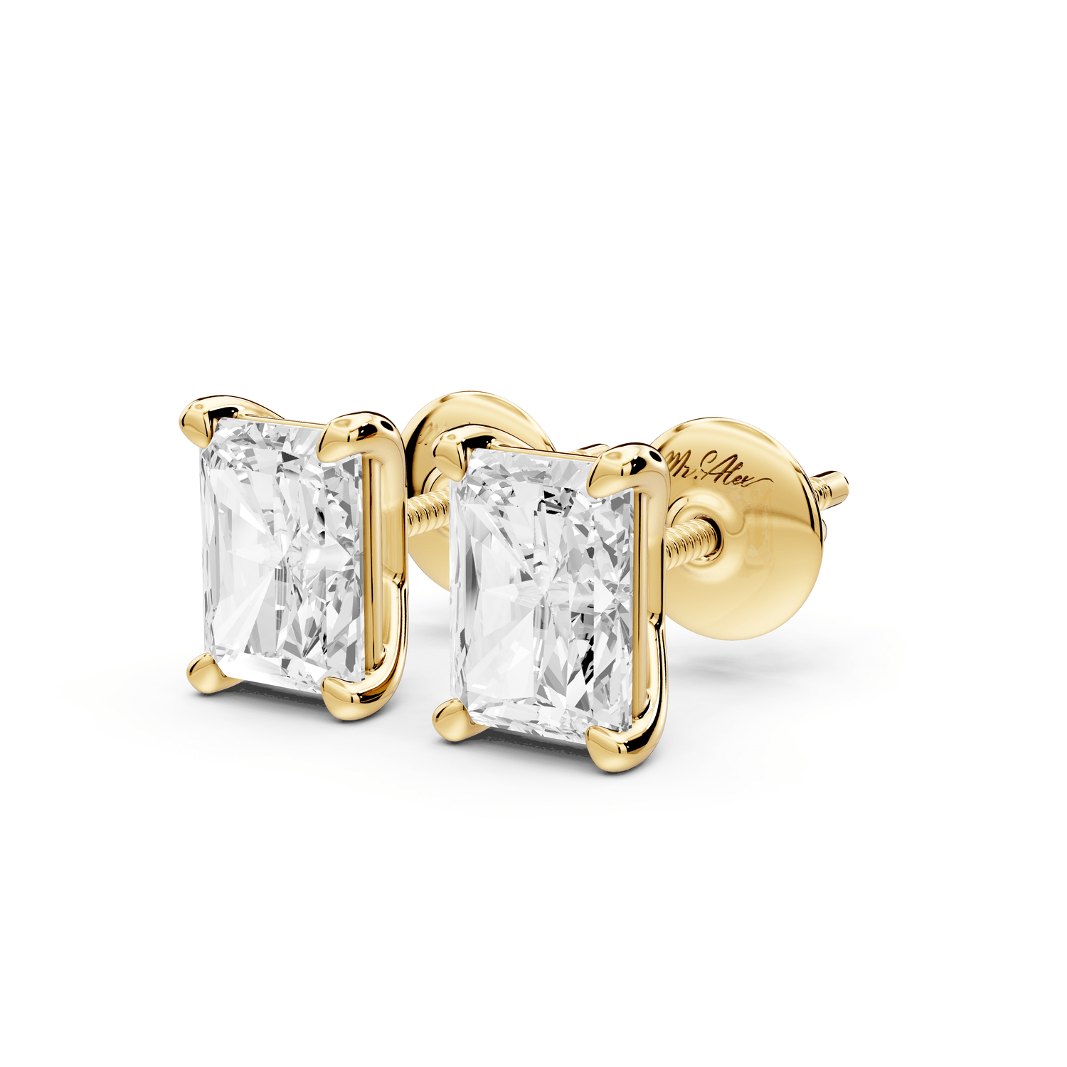 Este - 2ct 14k yellow gold Radiant - Cut Diamond Stud Earrings - Mr. Alex Jewelry