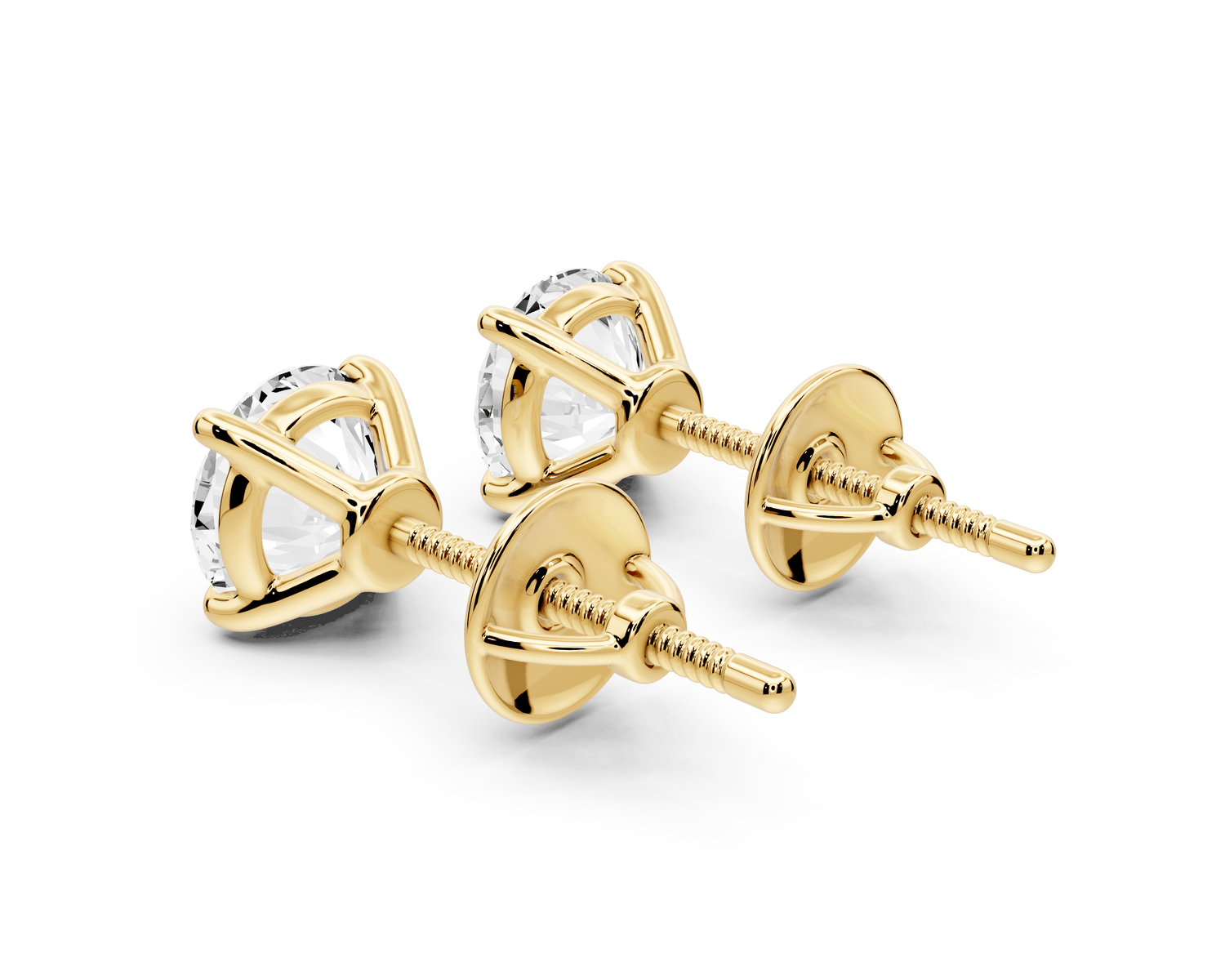 Este - 2ct 14k yellow gold Round - Cut Diamond Stud Earrings - Mr. Alex Jewelry