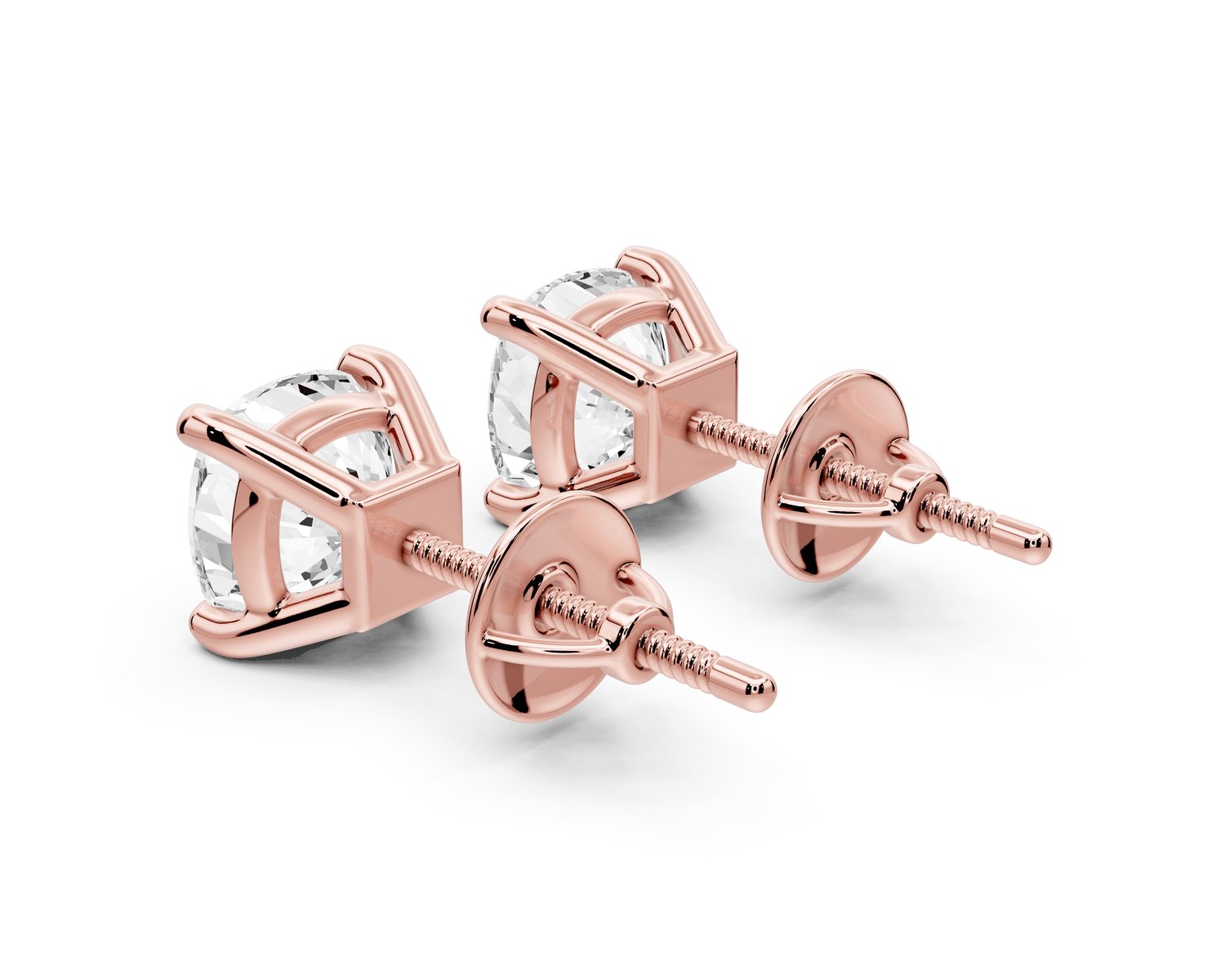Este - 3ct 14k rose gold Cushion - Cut Diamond Stud Earrings - Mr. Alex Jewelry