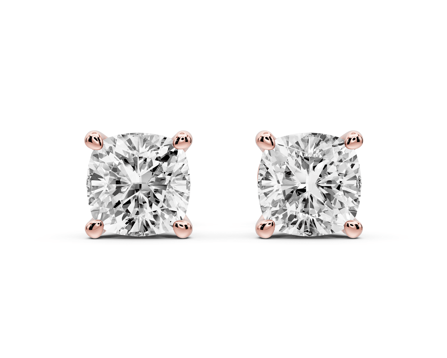 Este - 3ct 14k rose gold Cushion - Cut Diamond Stud Earrings - Mr. Alex Jewelry