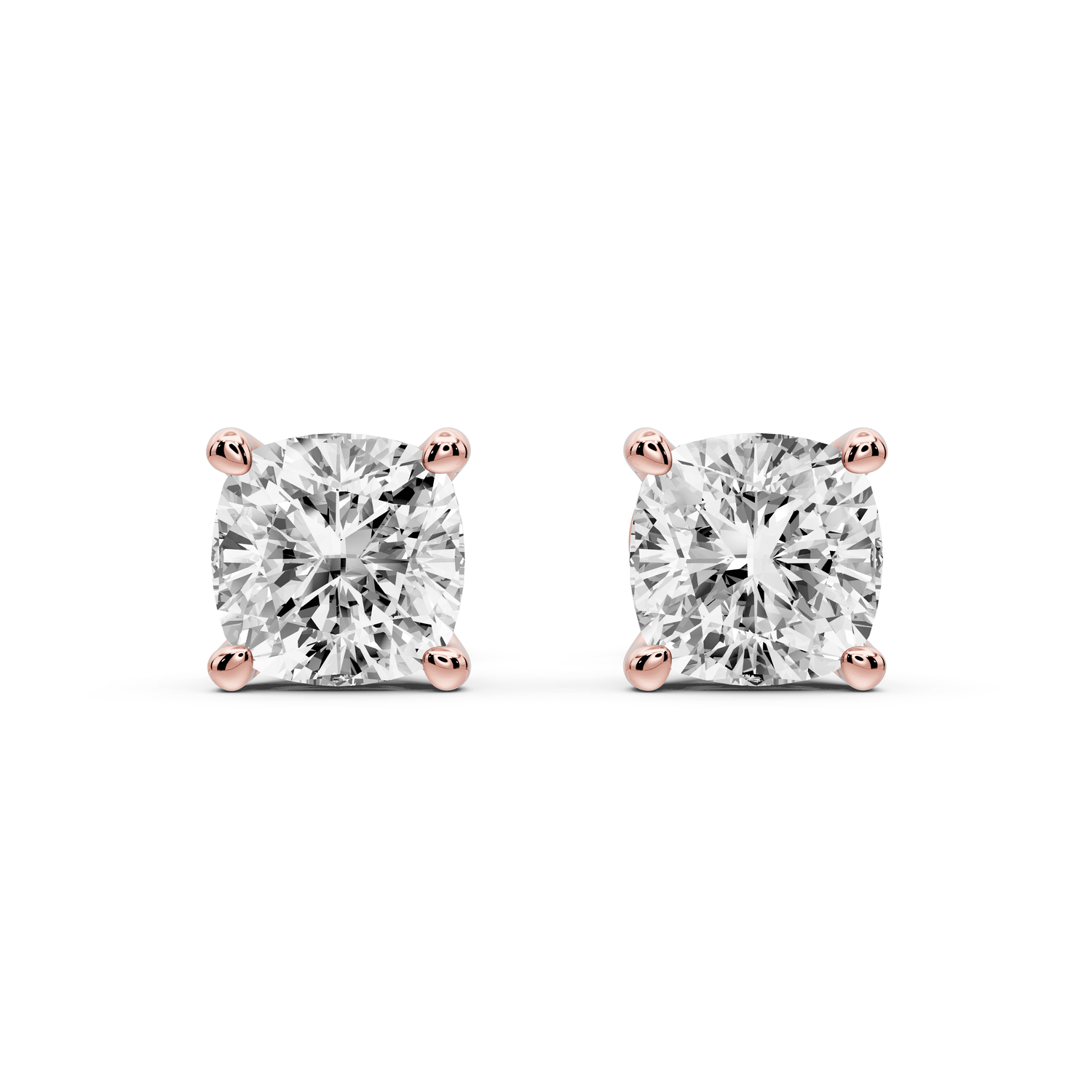 Este - 3ct 14k rose gold Cushion - Cut Diamond Stud Earrings - Mr. Alex Jewelry