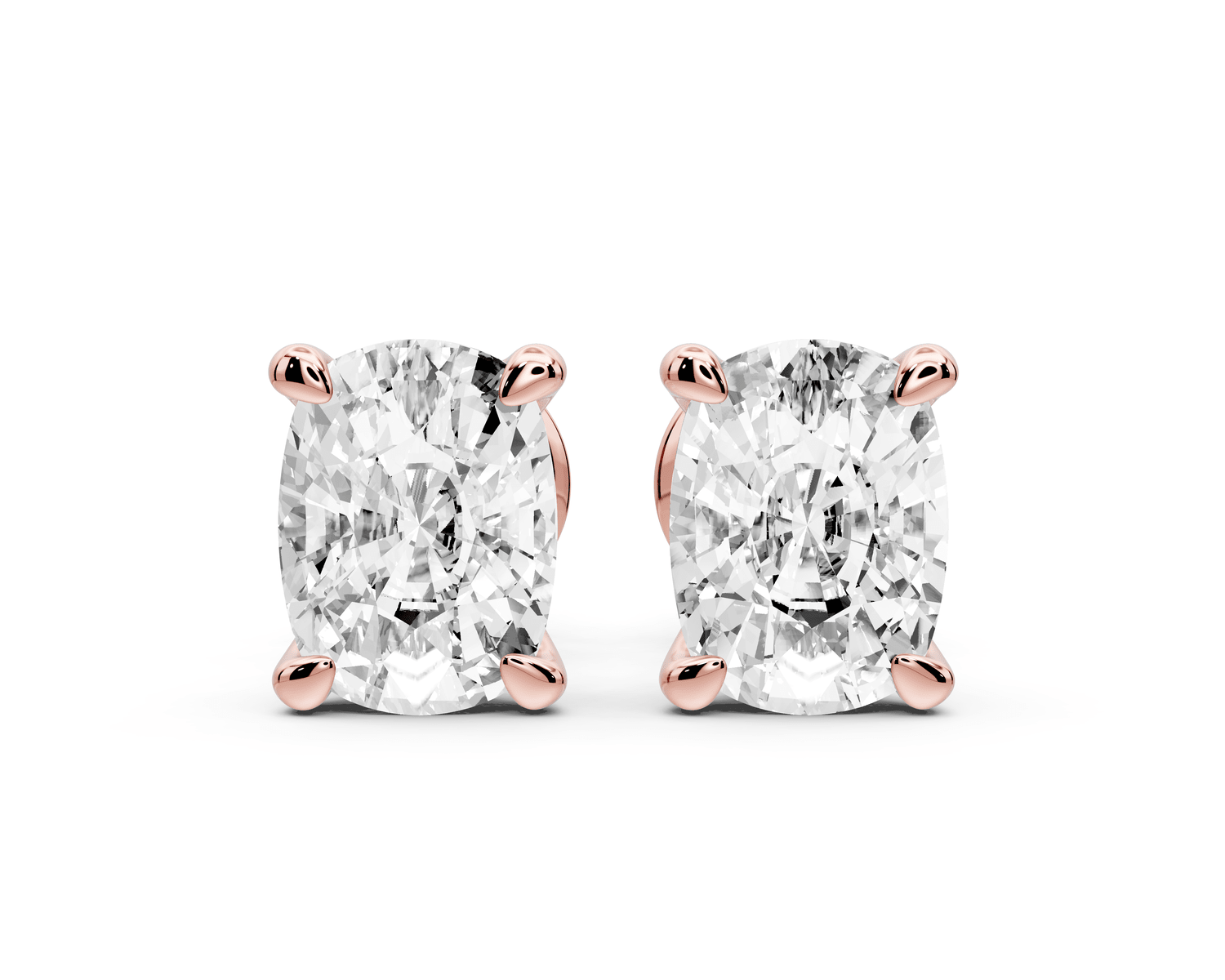Este - 3ct 14k rose gold Elgcushion - Cut Diamond Stud Earrings - Mr. Alex Jewelry