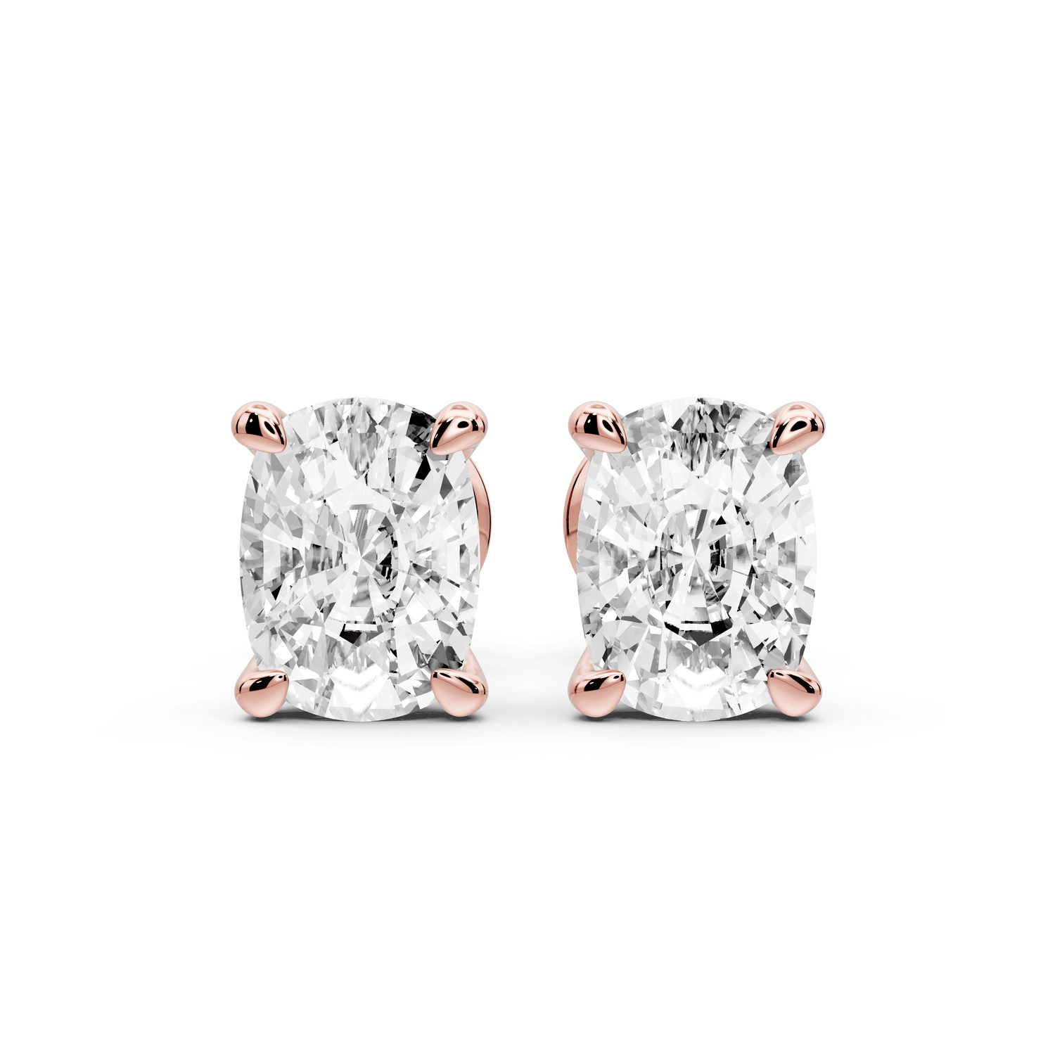 Este - 3ct 14k rose gold Elgcushion - Cut Diamond Stud Earrings - Mr. Alex Jewelry