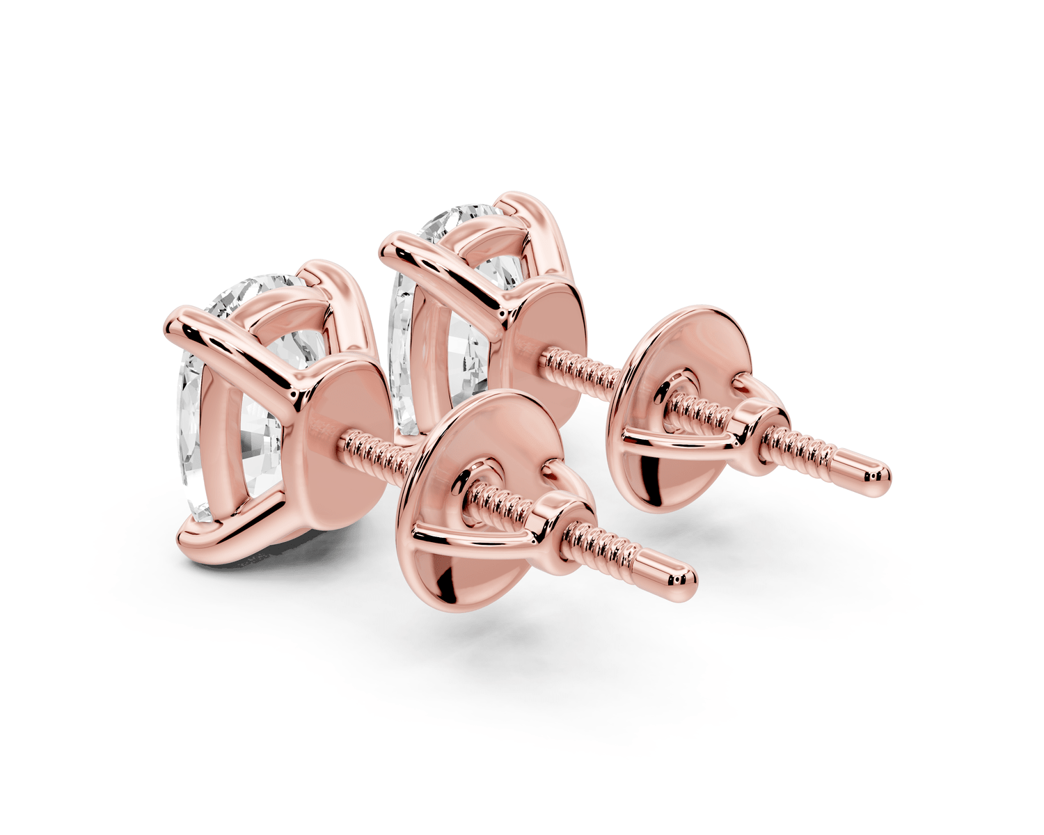 Este - 3ct 14k rose gold Elgcushion - Cut Diamond Stud Earrings - Mr. Alex Jewelry