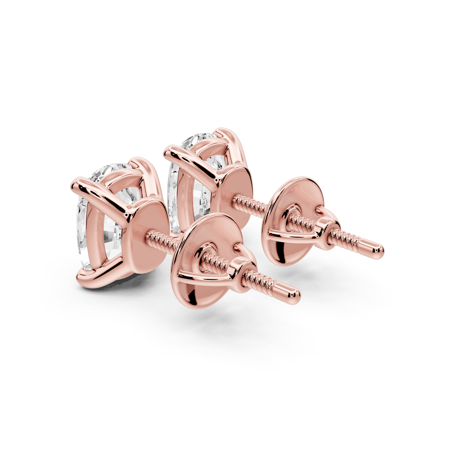 Este - 3ct 14k rose gold Elgcushion - Cut Diamond Stud Earrings - Mr. Alex Jewelry