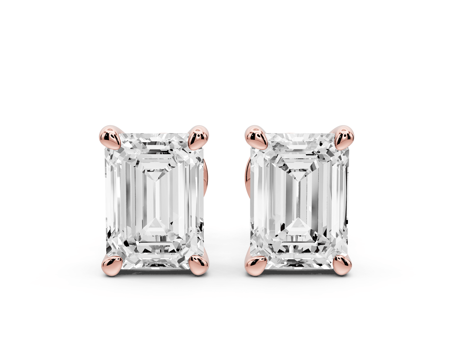 Este - 3ct 14k rose gold Emerald - Cut Diamond Stud Earrings - Mr. Alex Jewelry
