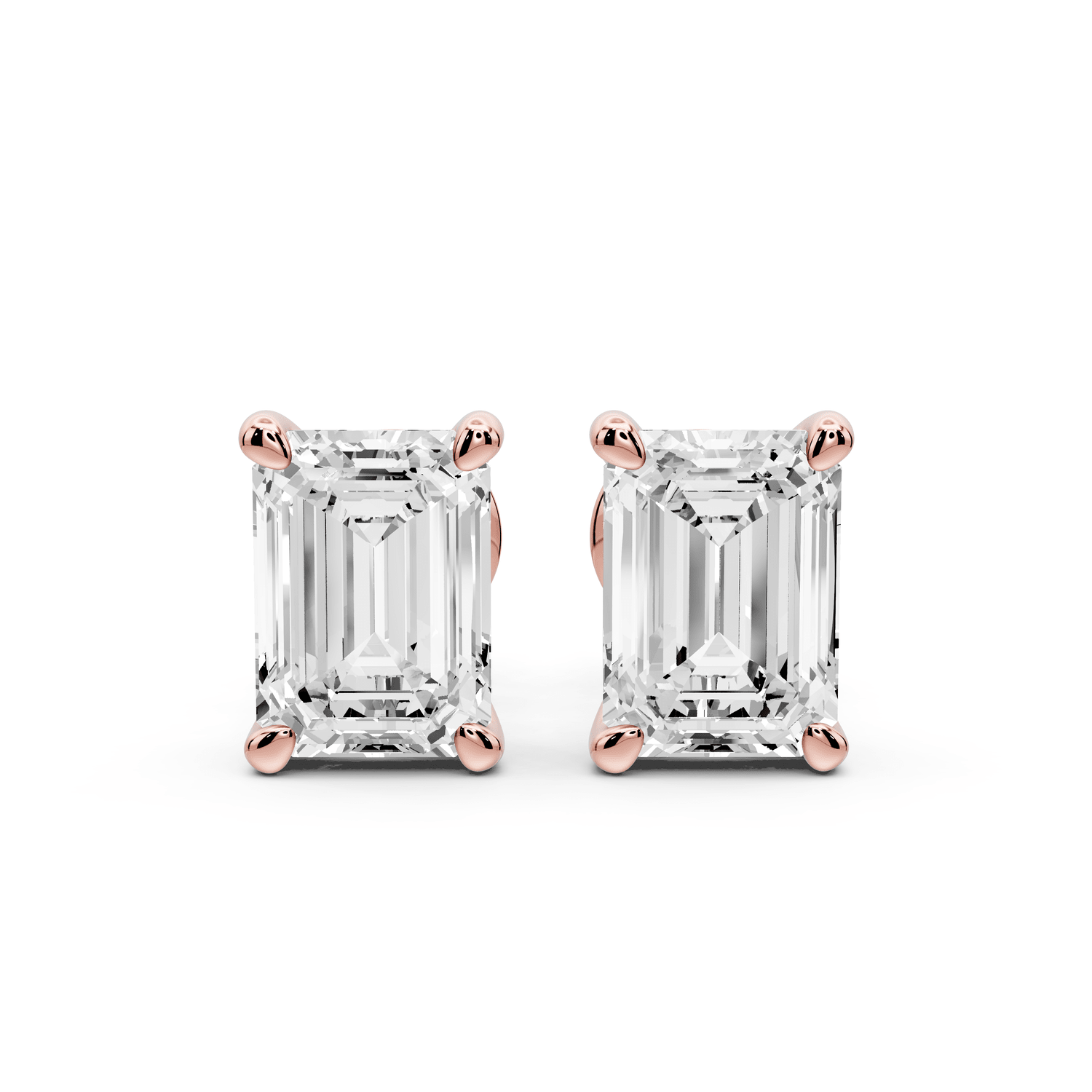 Este - 3ct 14k rose gold Emerald - Cut Diamond Stud Earrings - Mr. Alex Jewelry