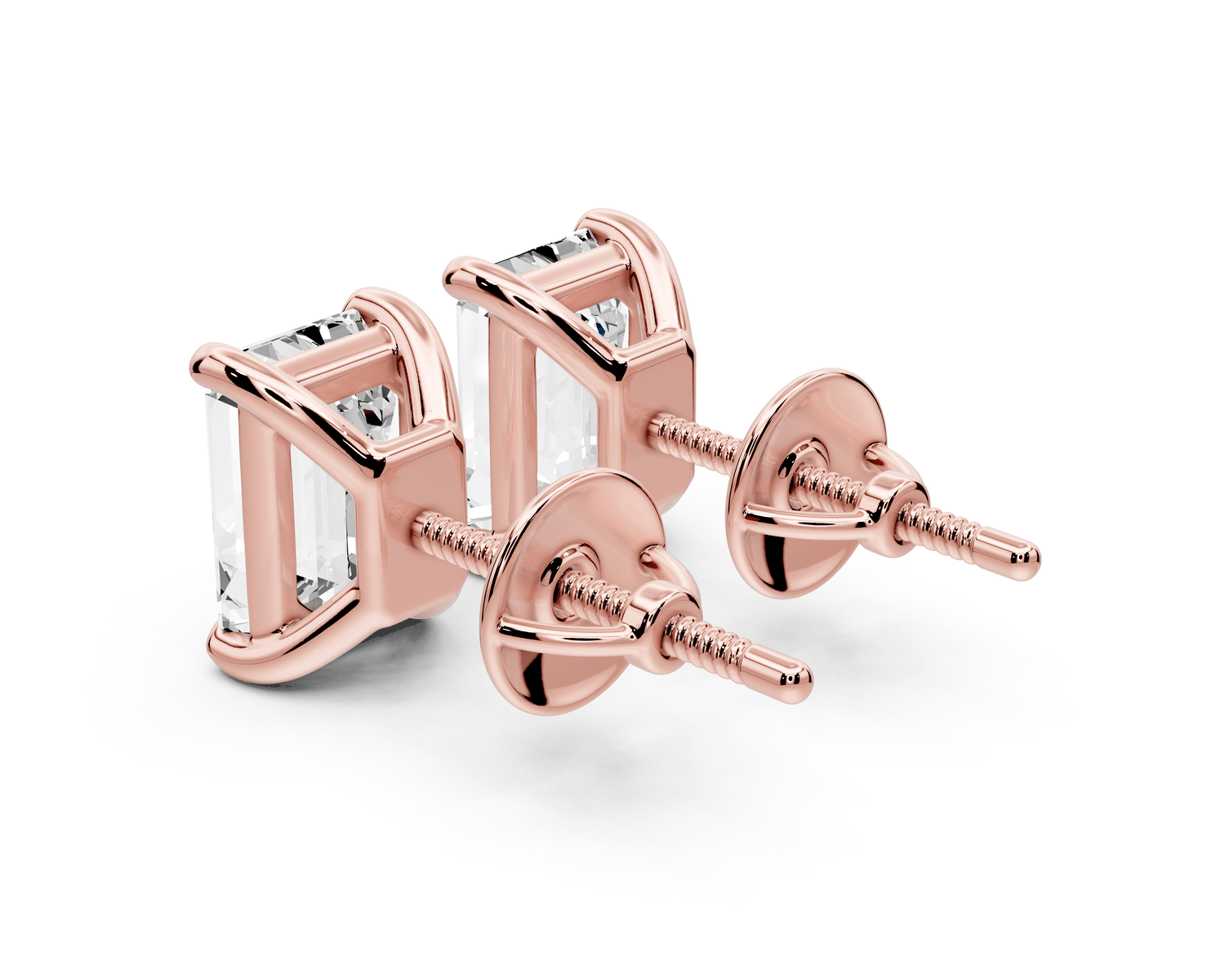 Este - 3ct 14k rose gold Emerald - Cut Diamond Stud Earrings - Mr. Alex Jewelry
