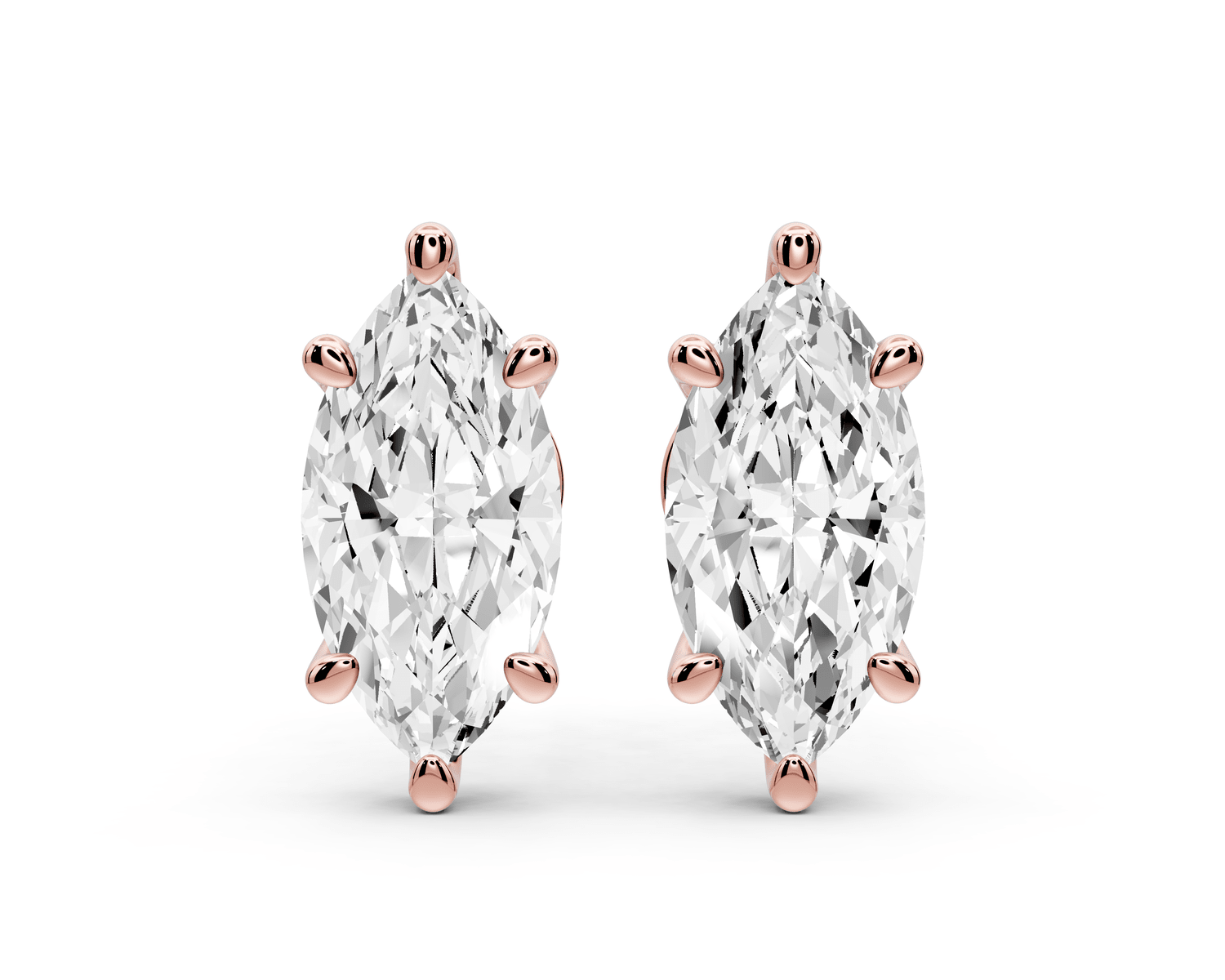 Este - 3ct 14k rose gold Marquise - Cut Diamond Stud Earrings - Mr. Alex Jewelry