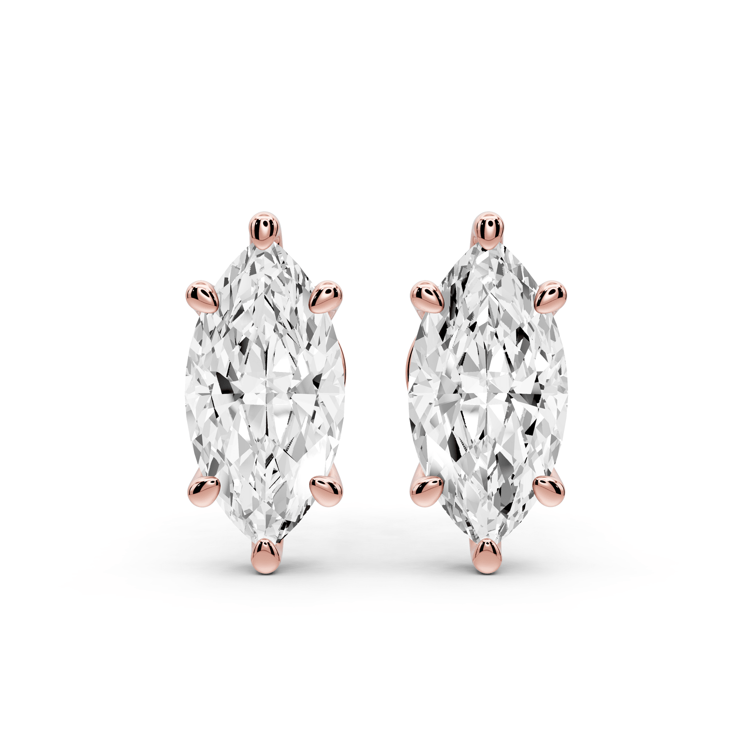 Este - 3ct 14k rose gold Marquise - Cut Diamond Stud Earrings - Mr. Alex Jewelry