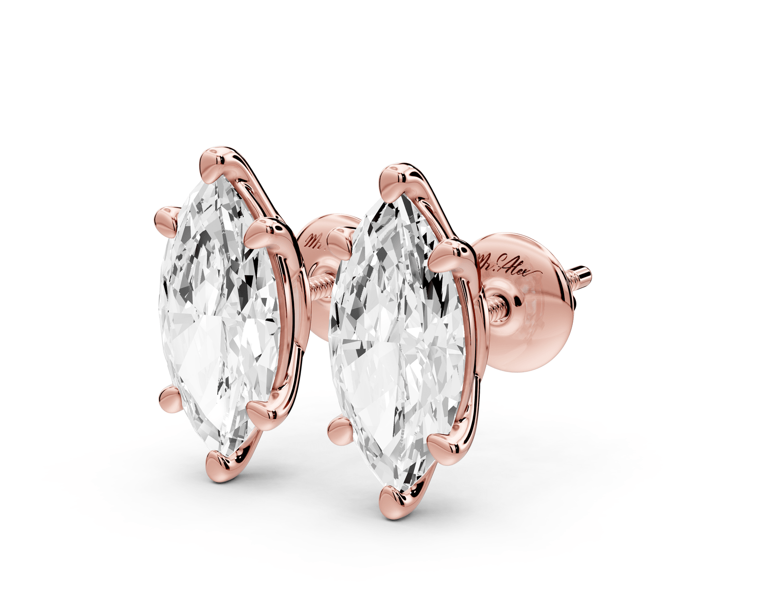 Este - 3ct 14k rose gold Marquise - Cut Diamond Stud Earrings - Mr. Alex Jewelry