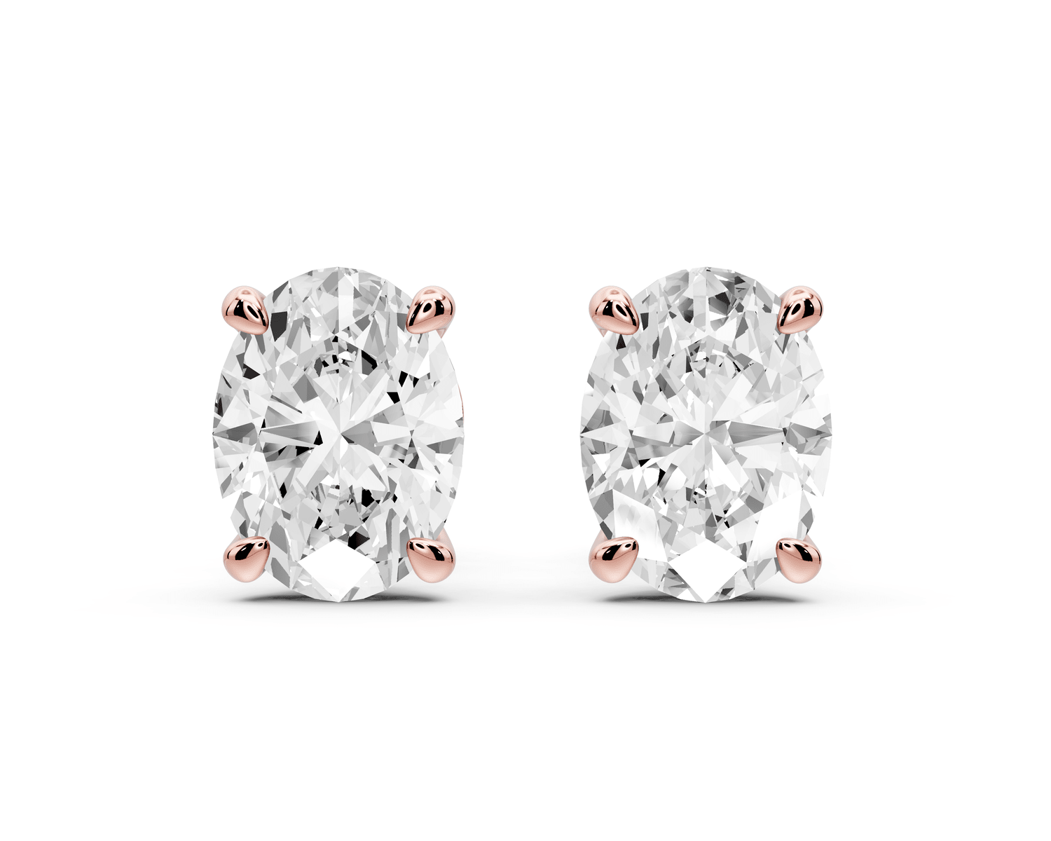 Este - 3ct 14k rose gold Oval - Cut Diamond Stud Earrings - Mr. Alex Jewelry
