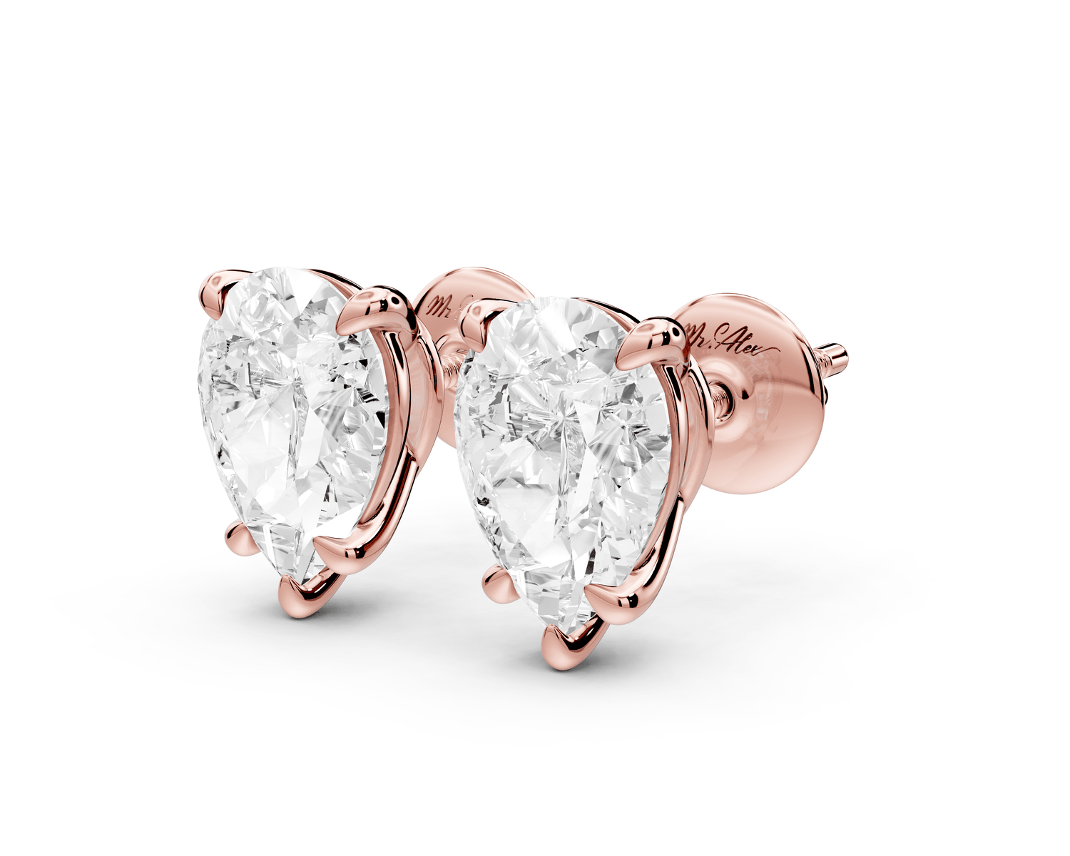 Este - 3ct 14k rose gold Pear - Cut Diamond Stud Earrings - Mr. Alex Jewelry