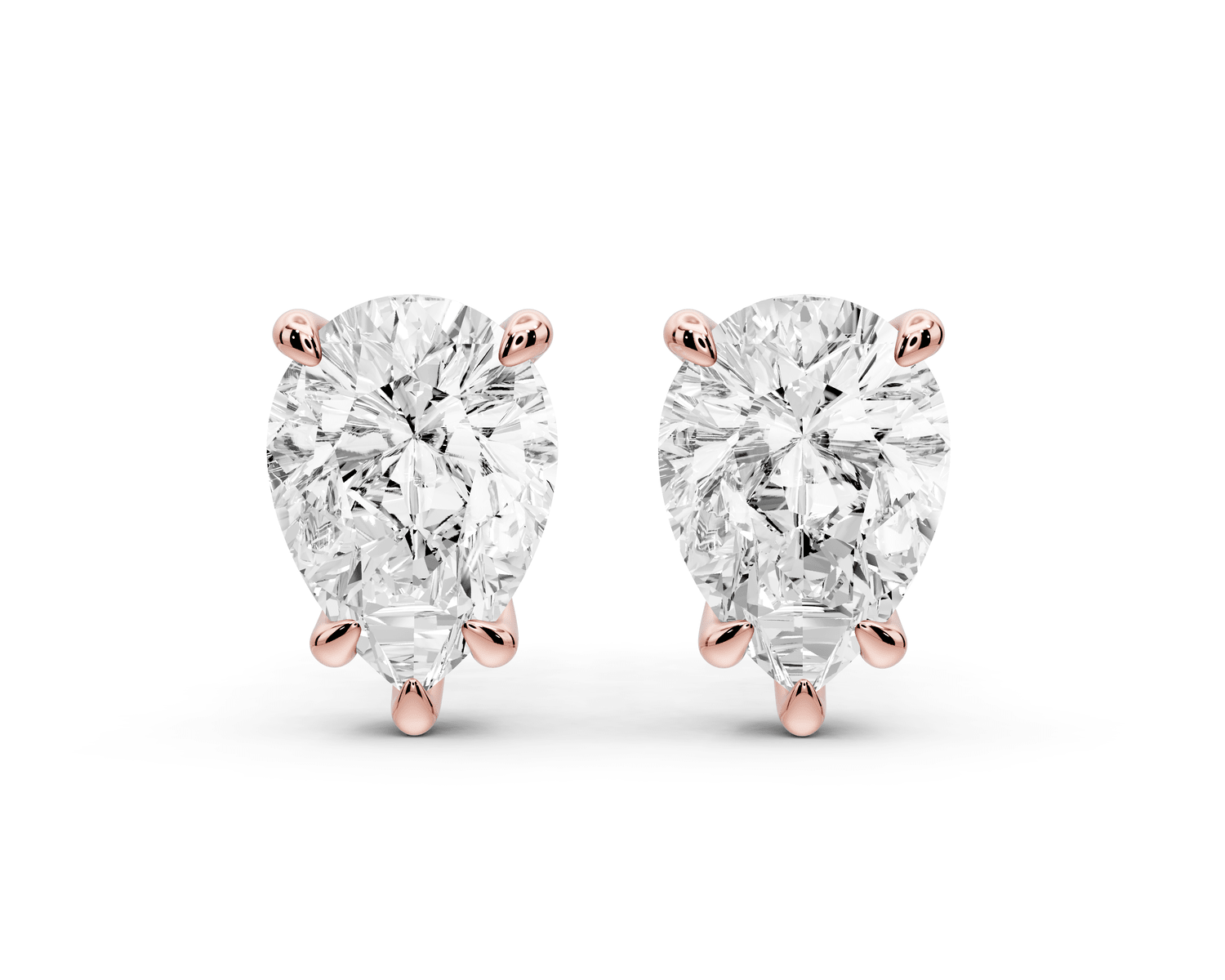 Este - 3ct 14k rose gold Pear - Cut Diamond Stud Earrings - Mr. Alex Jewelry