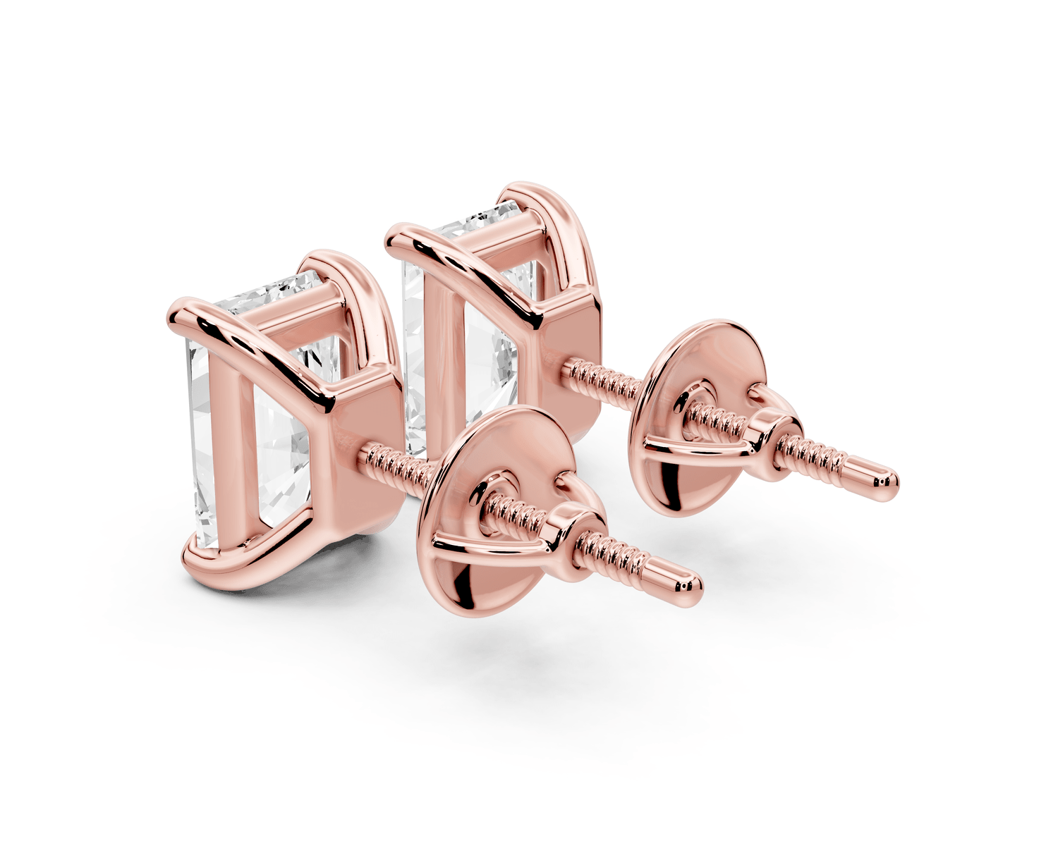 Este - 3ct 14k rose gold Radiant - Cut Diamond Stud Earrings - Mr. Alex Jewelry
