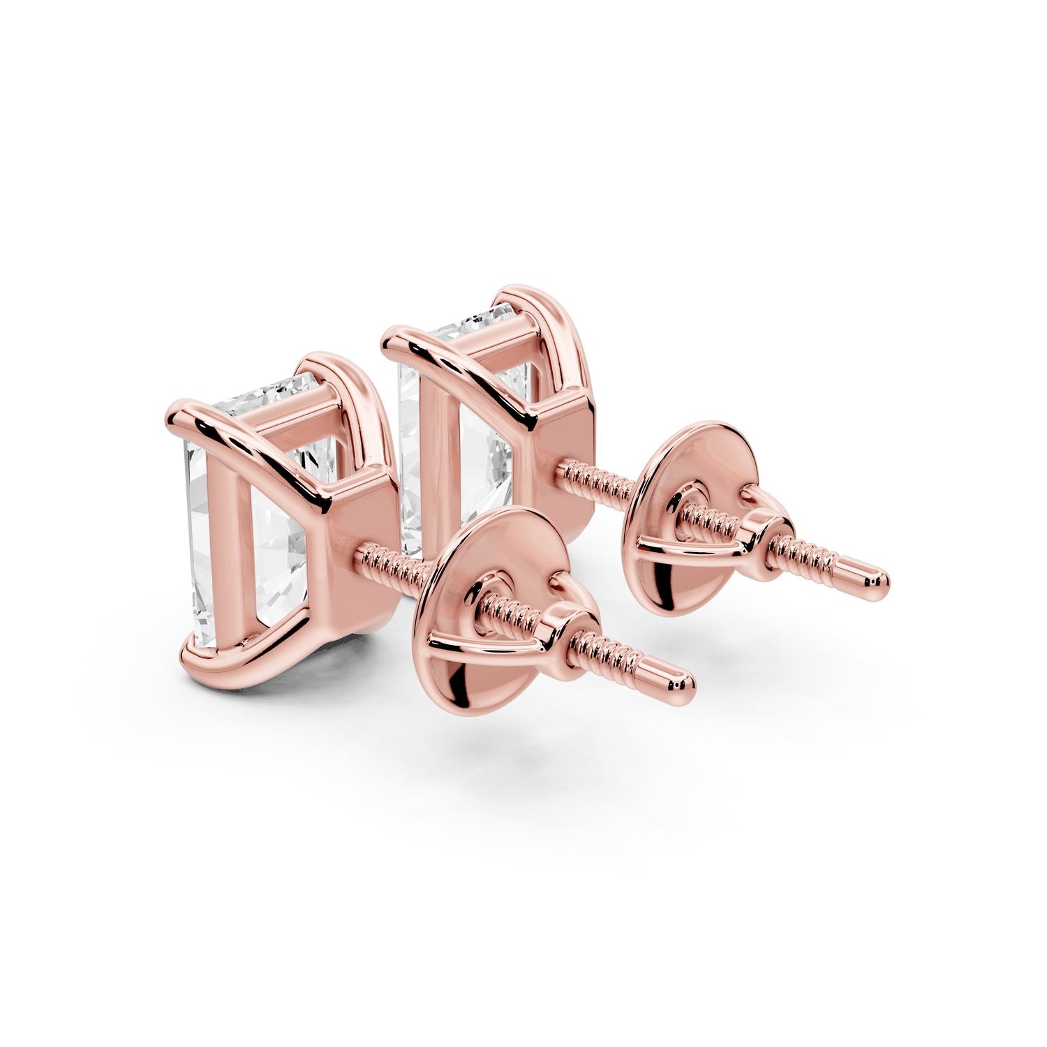 Este - 3ct 14k rose gold Radiant - Cut Diamond Stud Earrings - Mr. Alex Jewelry