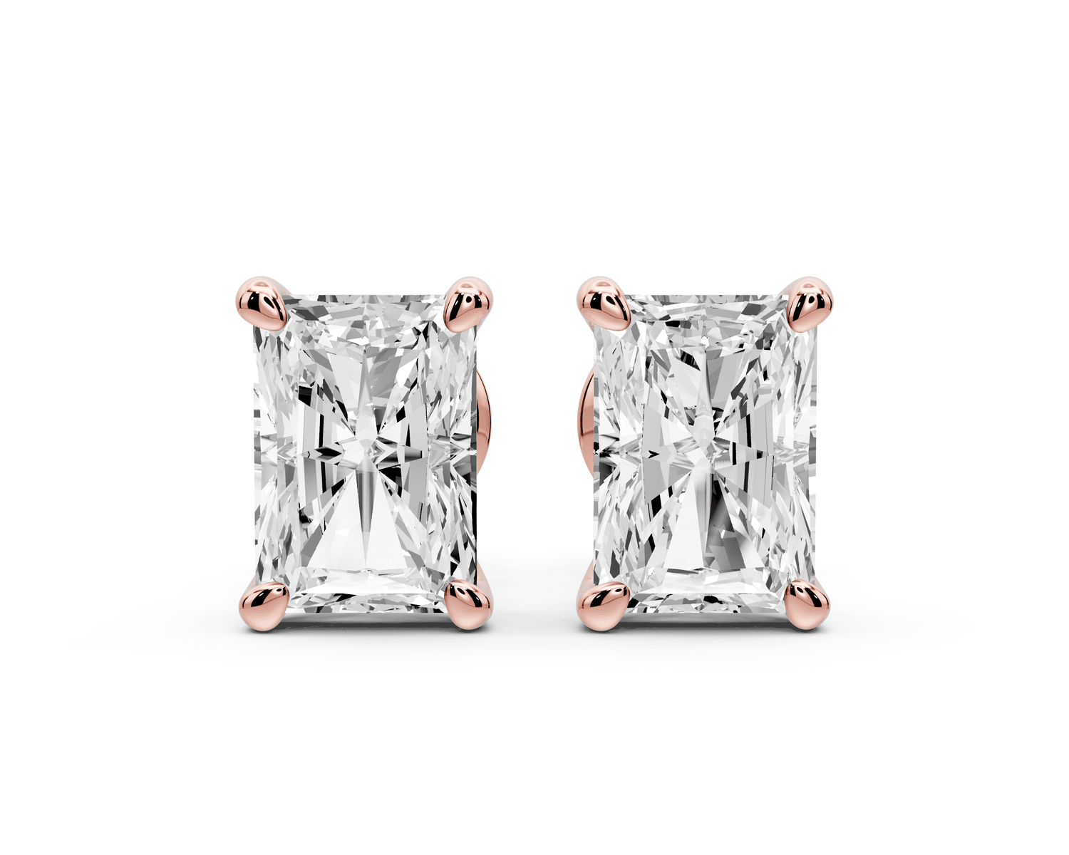 Este - 3ct 14k rose gold Radiant - Cut Diamond Stud Earrings - Mr. Alex Jewelry
