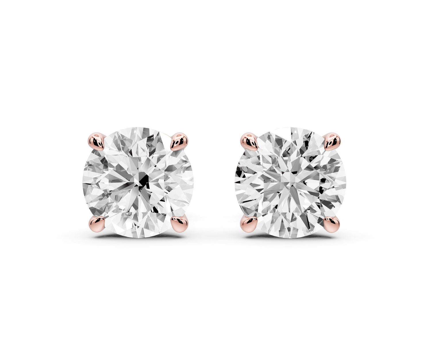 Este - 3ct 14k rose gold Round - Cut Diamond Stud Earrings - Mr. Alex Jewelry
