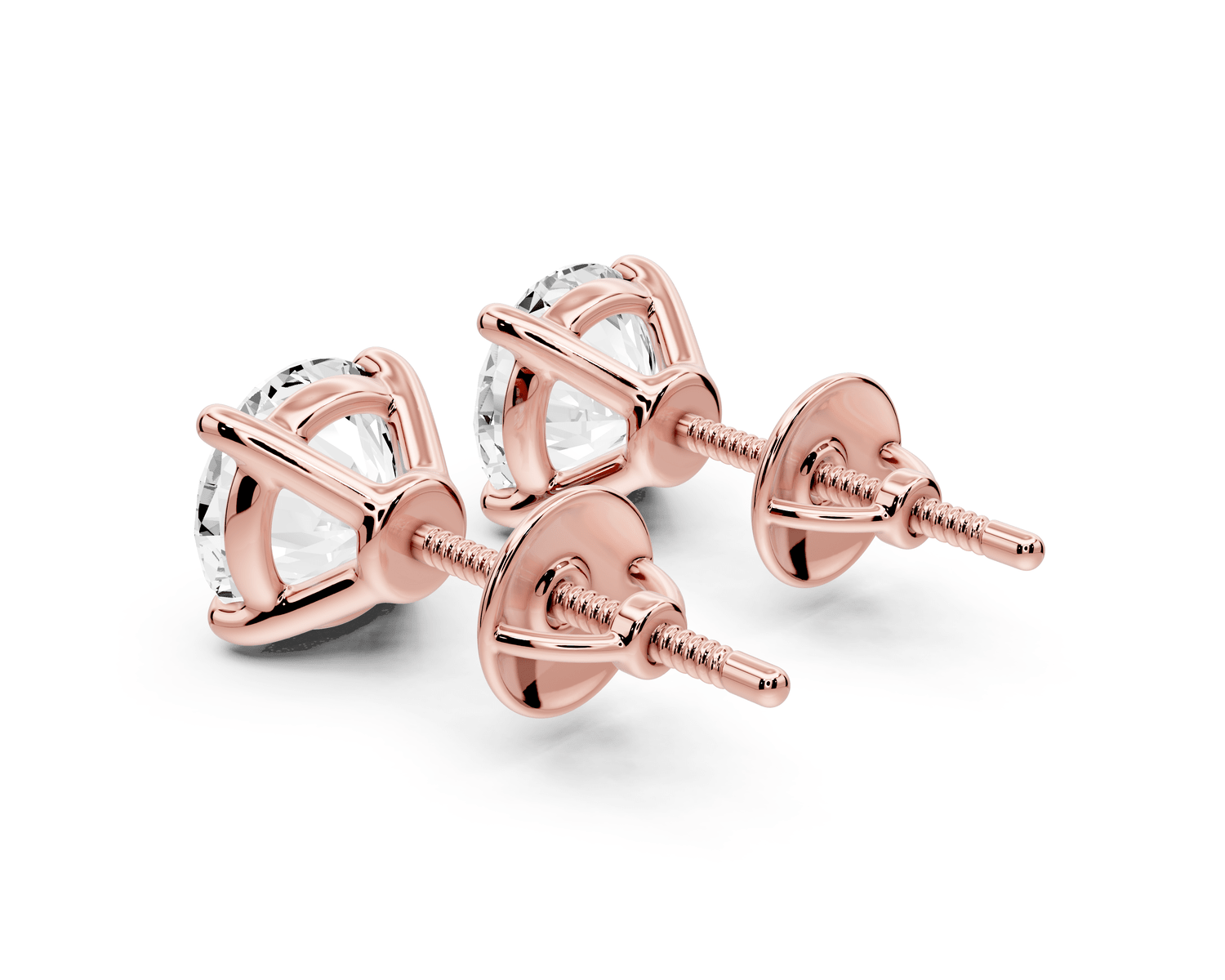Este - 3ct 14k rose gold Round - Cut Diamond Stud Earrings - Mr. Alex Jewelry