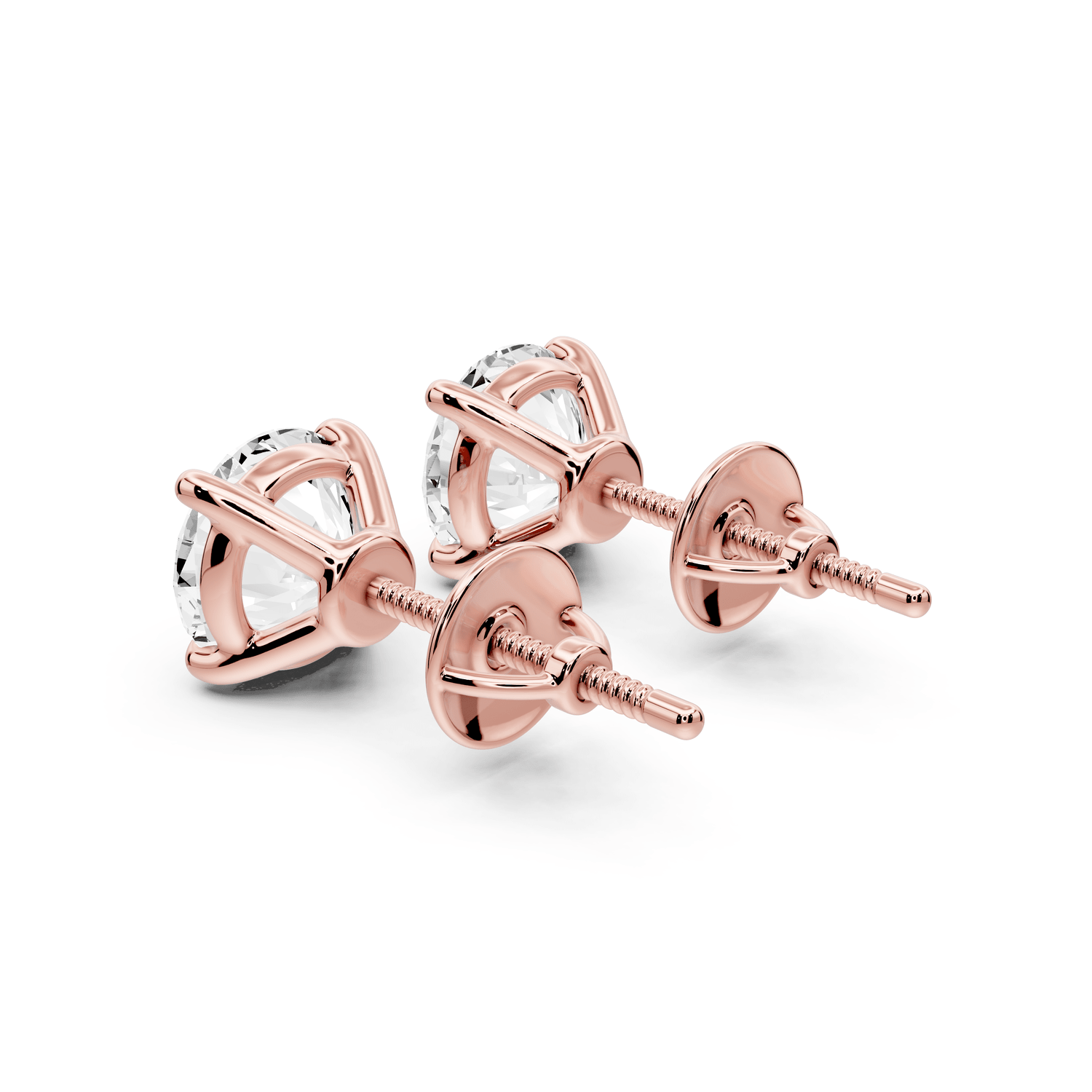 Este - 3ct 14k rose gold Round - Cut Diamond Stud Earrings - Mr. Alex Jewelry