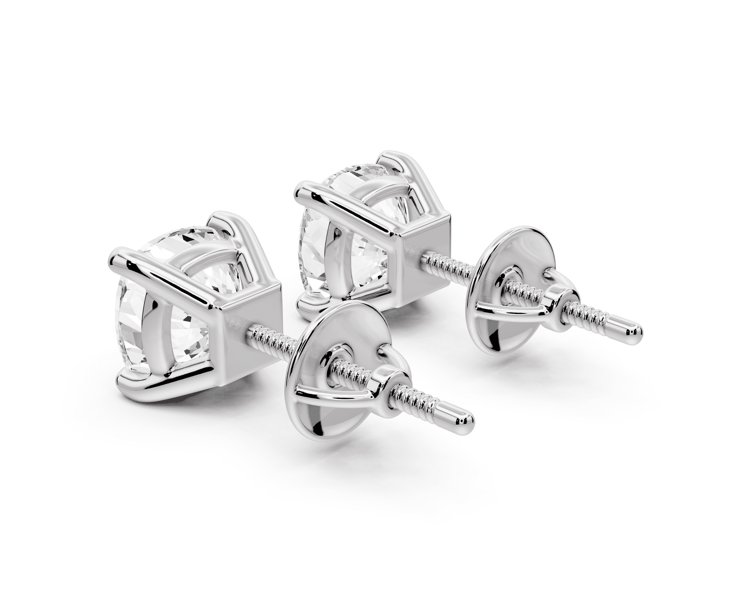 Este - 3ct 14k white gold Cushion - Cut Diamond Stud Earrings - Mr. Alex Jewelry