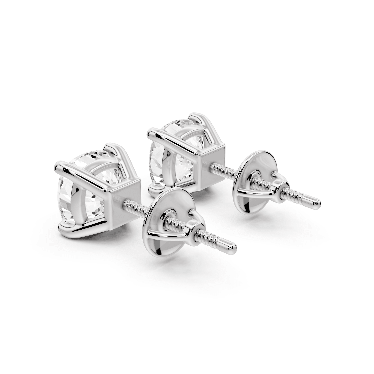 Este - 3ct 14k white gold Cushion - Cut Diamond Stud Earrings - Mr. Alex Jewelry