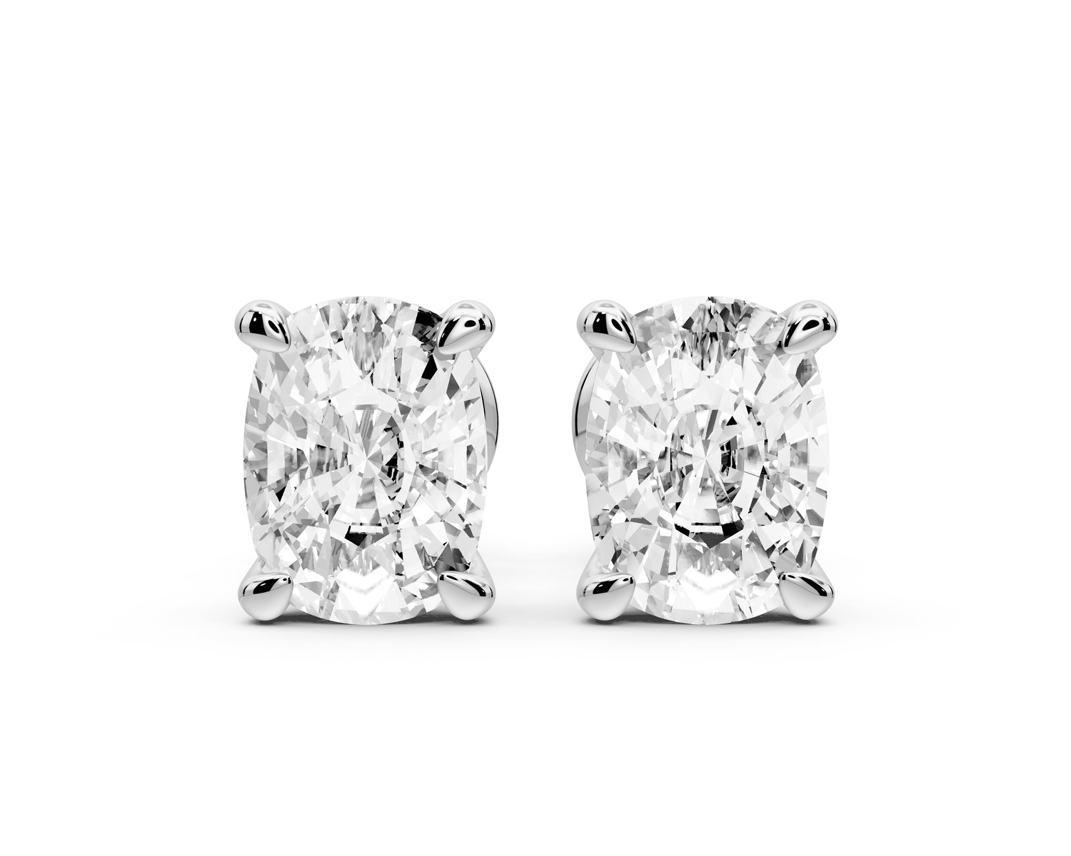 Este - 3ct 14k white gold Elgcushion - Cut Diamond Stud Earrings - Mr. Alex Jewelry