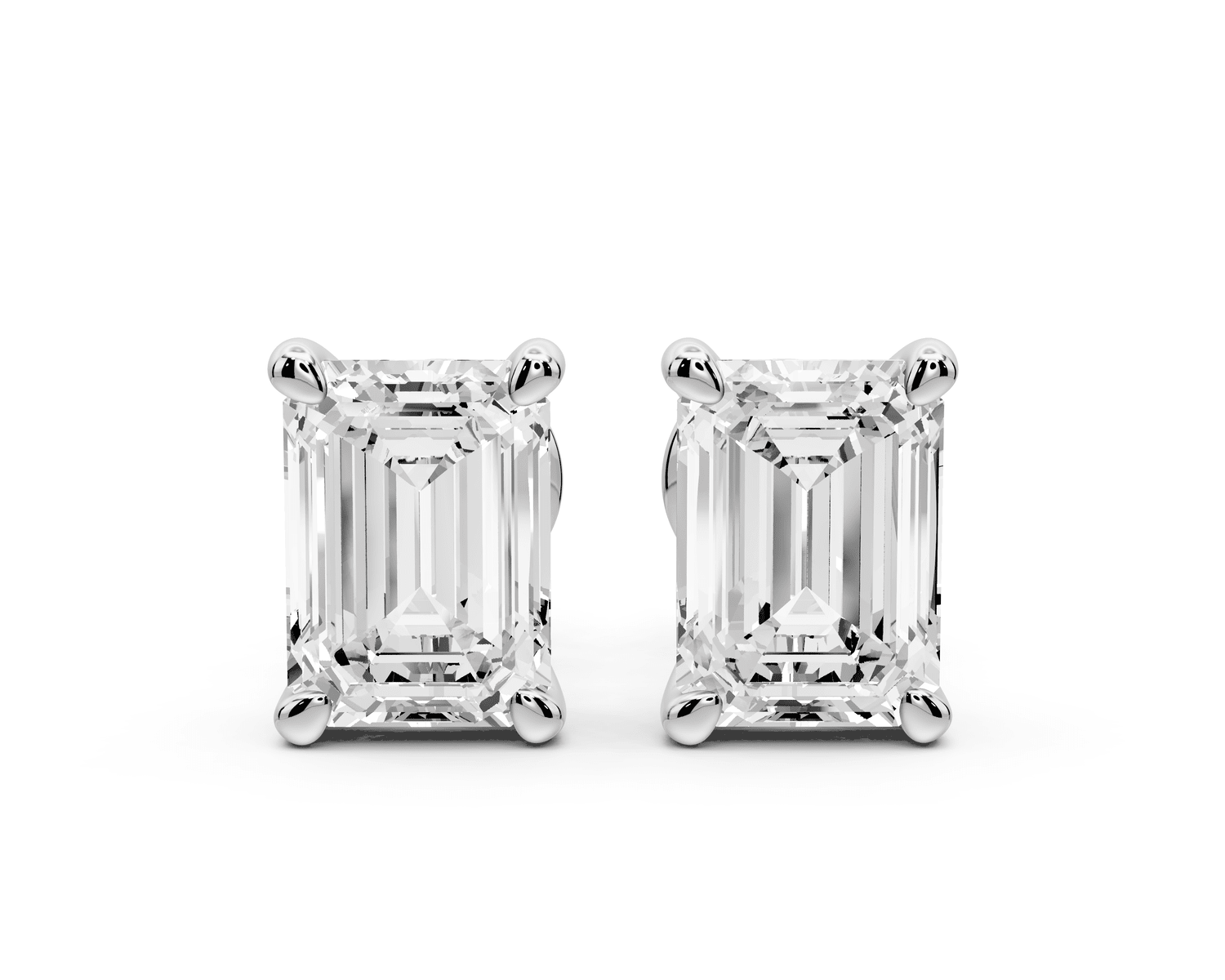 Este - 3ct 14k white gold Emerald - Cut Diamond Stud Earrings - Mr. Alex Jewelry