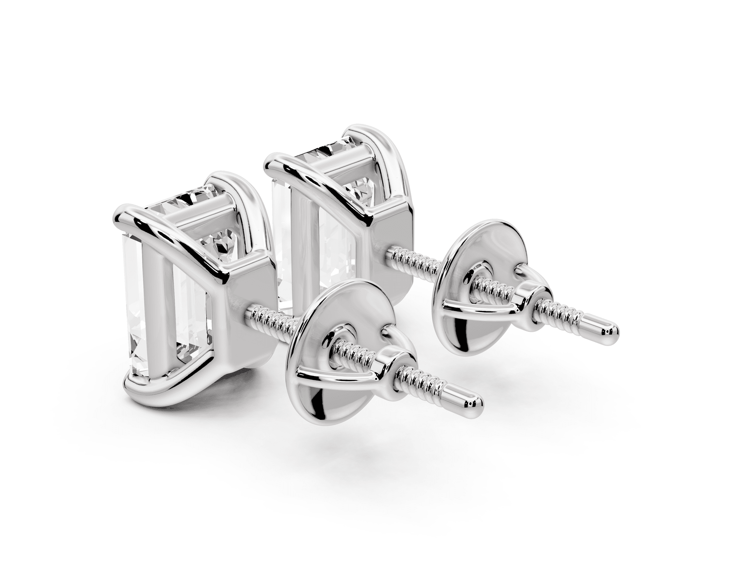 Este - 3ct 14k white gold Emerald - Cut Diamond Stud Earrings - Mr. Alex Jewelry