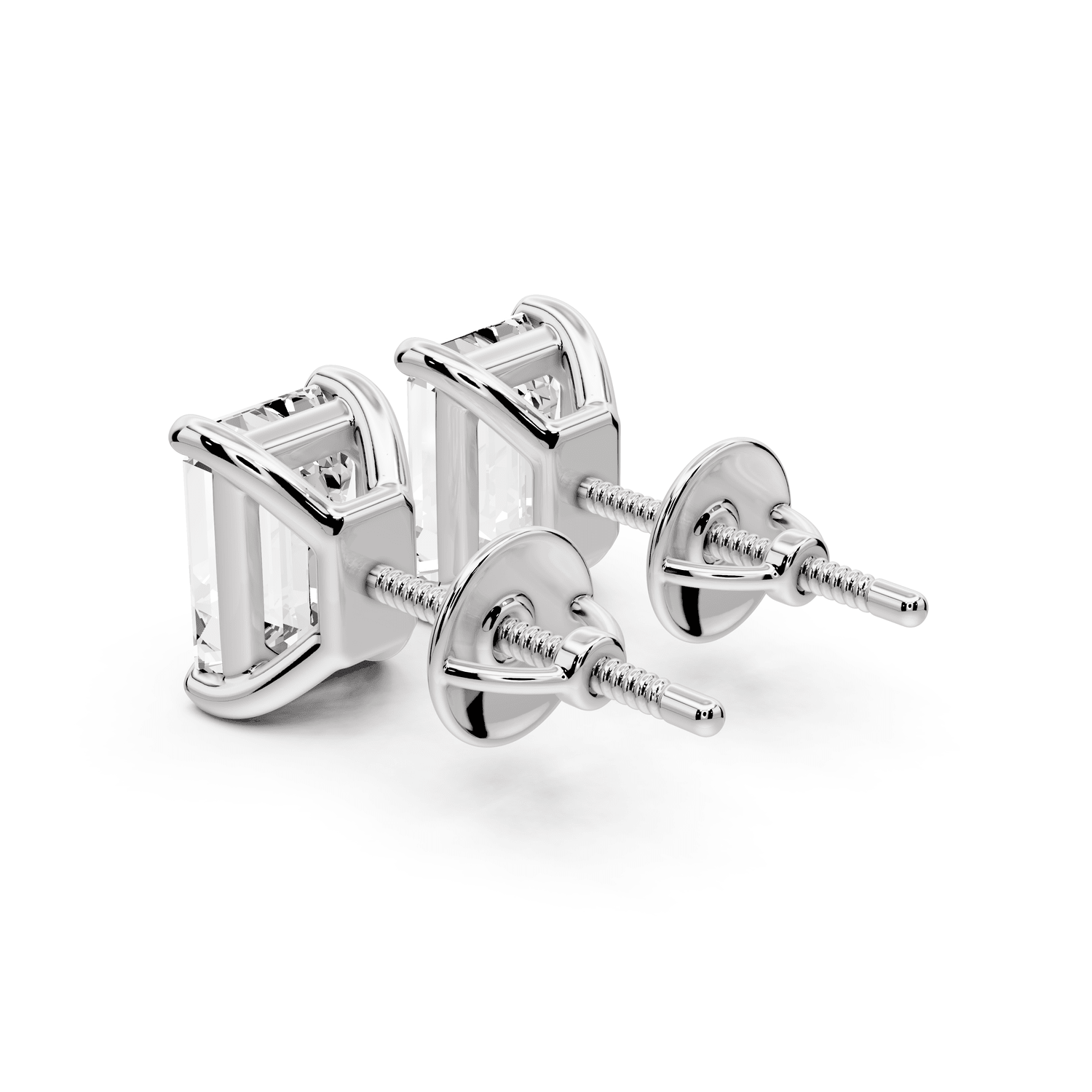 Este - 3ct 14k white gold Emerald - Cut Diamond Stud Earrings - Mr. Alex Jewelry