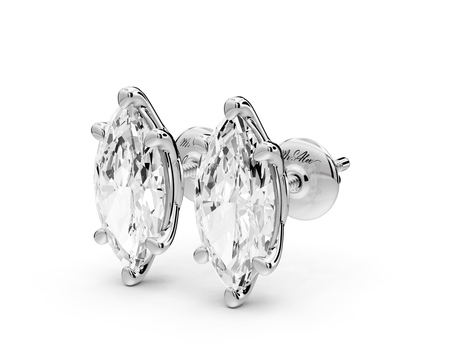 Este - 3ct 14k white gold Marquise - Cut Diamond Stud Earrings - Mr. Alex Jewelry