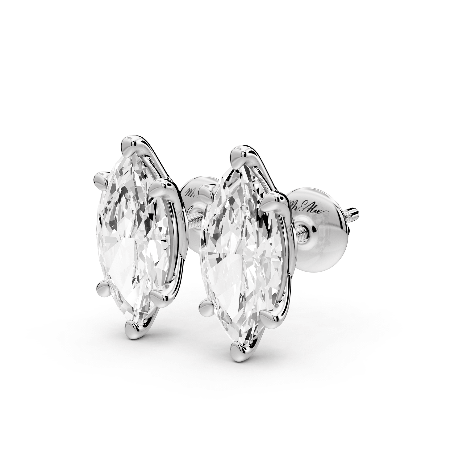 Este - 3ct 14k white gold Marquise - Cut Diamond Stud Earrings - Mr. Alex Jewelry