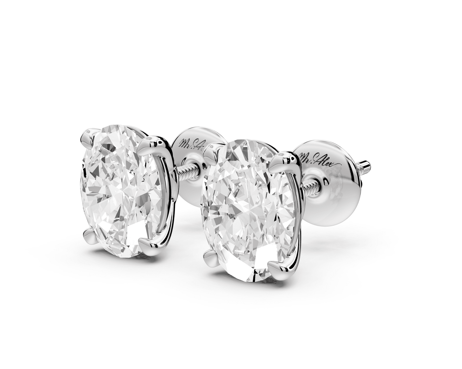 Este - 3ct 14k white gold Oval - Cut Diamond Stud Earrings - Mr. Alex Jewelry