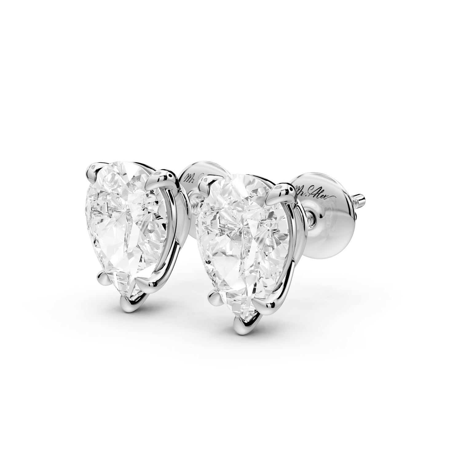 Este - 3ct 14k white gold Pear - Cut Diamond Stud Earrings - Mr. Alex Jewelry