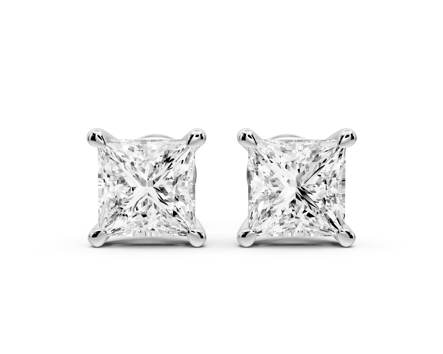 Este - 3ct 14k white gold Princess - Cut Diamond Stud Earrings - Mr. Alex Jewelry